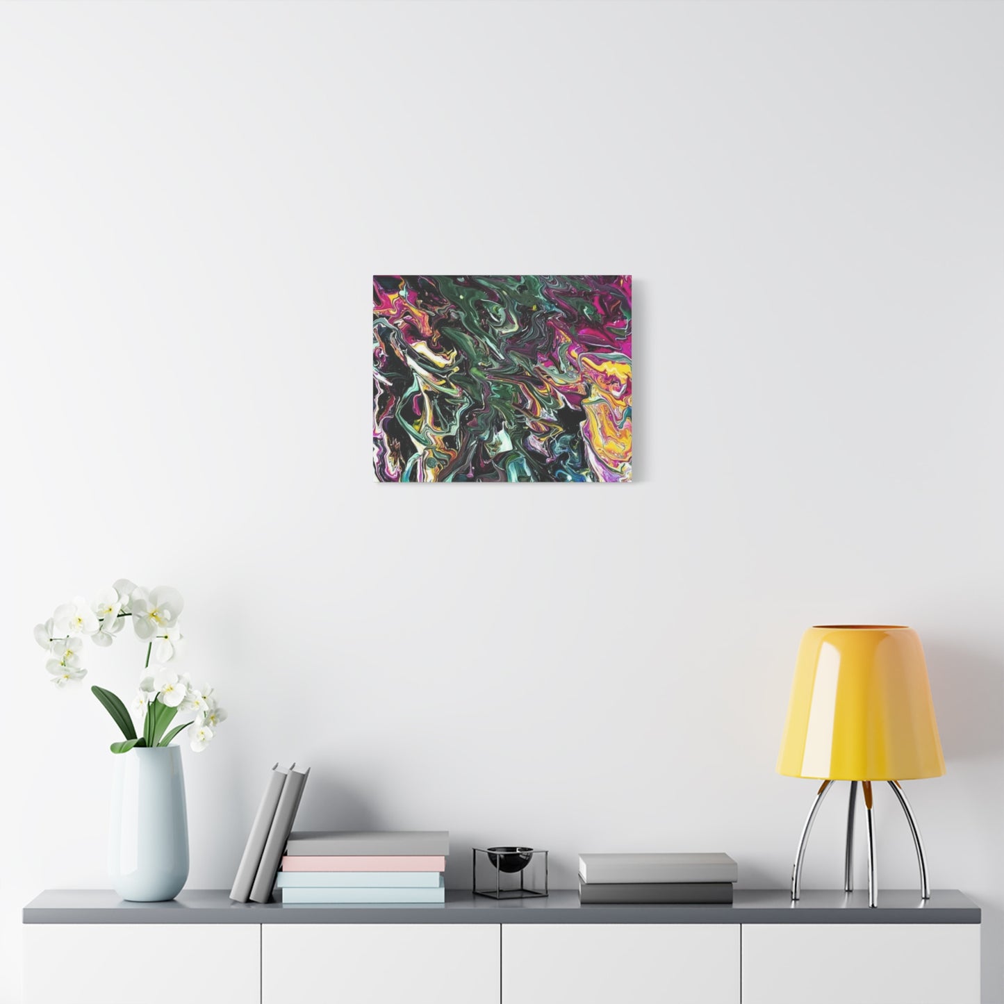chaos in the garden - Abstract Fluid Art Matte Canvas Print - Colorful Swirl Wall Art