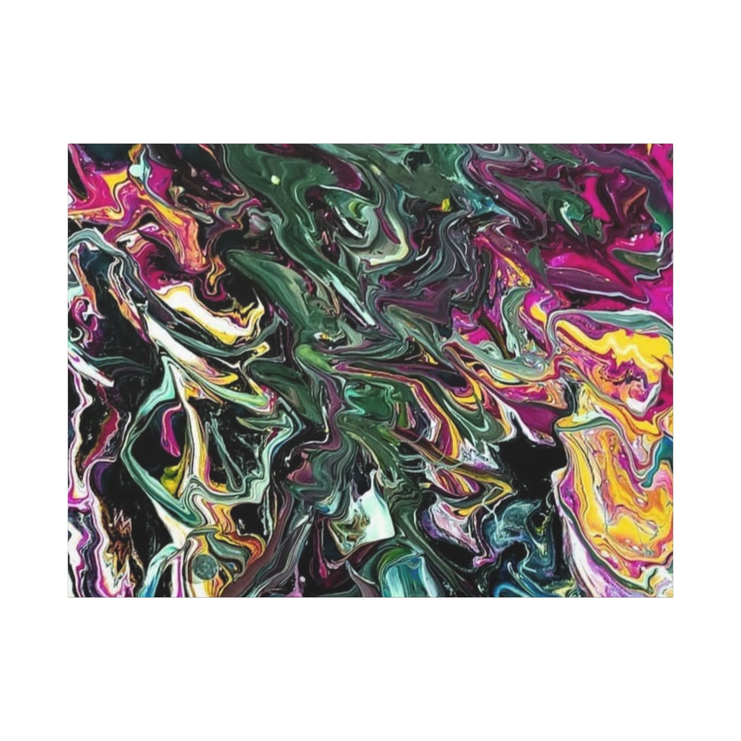 chaos in the garden - Abstract Fluid Art Matte Canvas Print - Colorful Swirl Wall Art