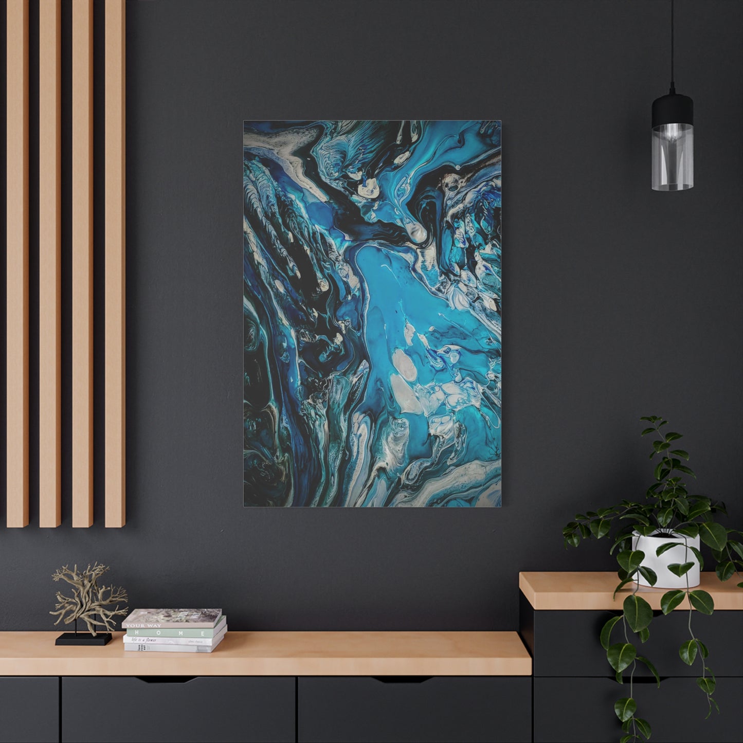 Blue Ocean Abstract Matte Canvas Print — Stretched Wall Art
