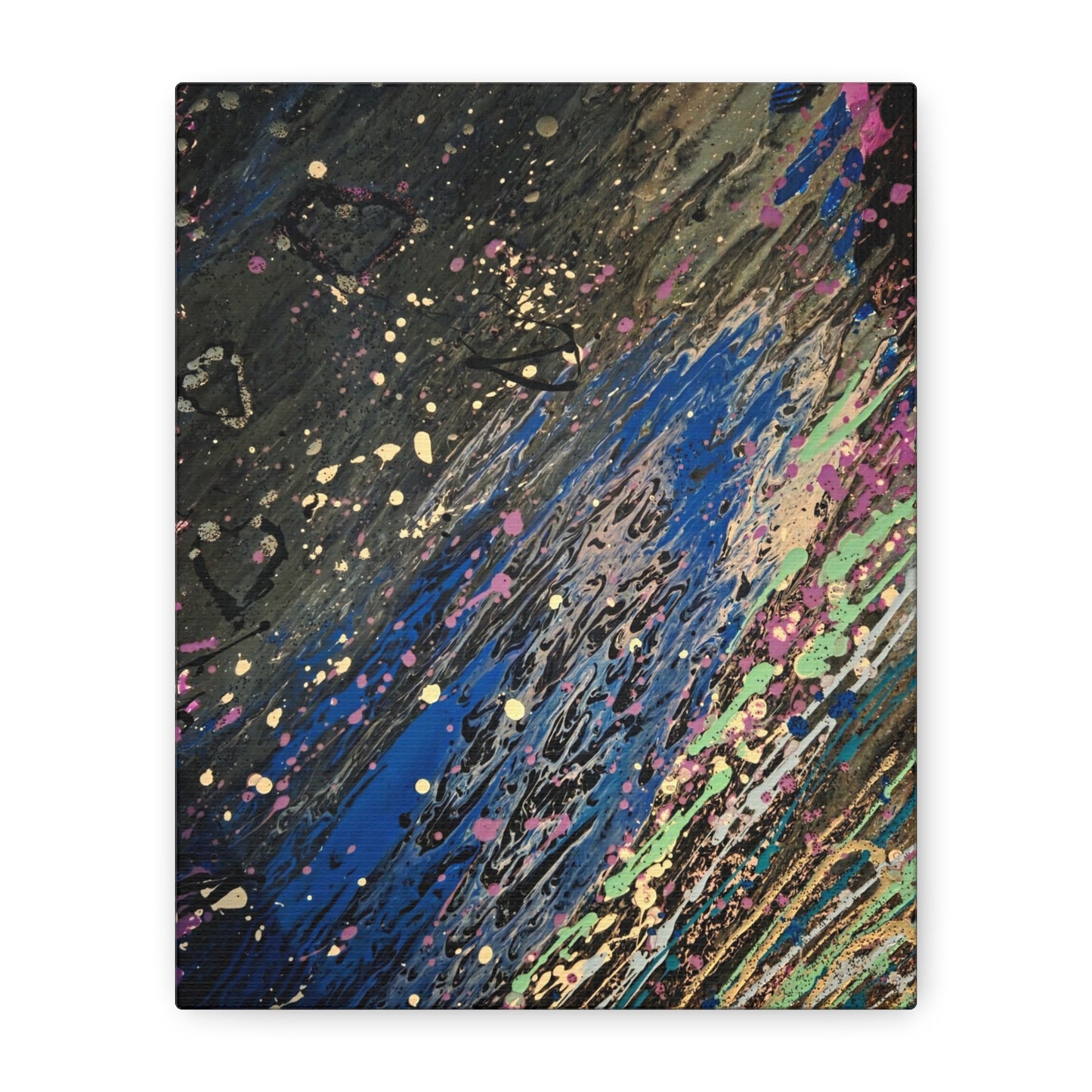 Abstract Splatter Matte Canvas Print — Colorful Fluid Art Wall Decor, Stretched 1.25"