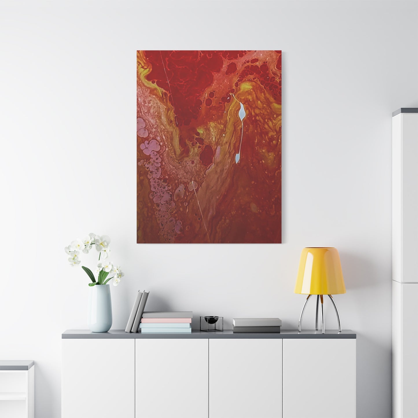 Abstract Red Fluid Art Canvas Print — Matte Stretched Wall Art