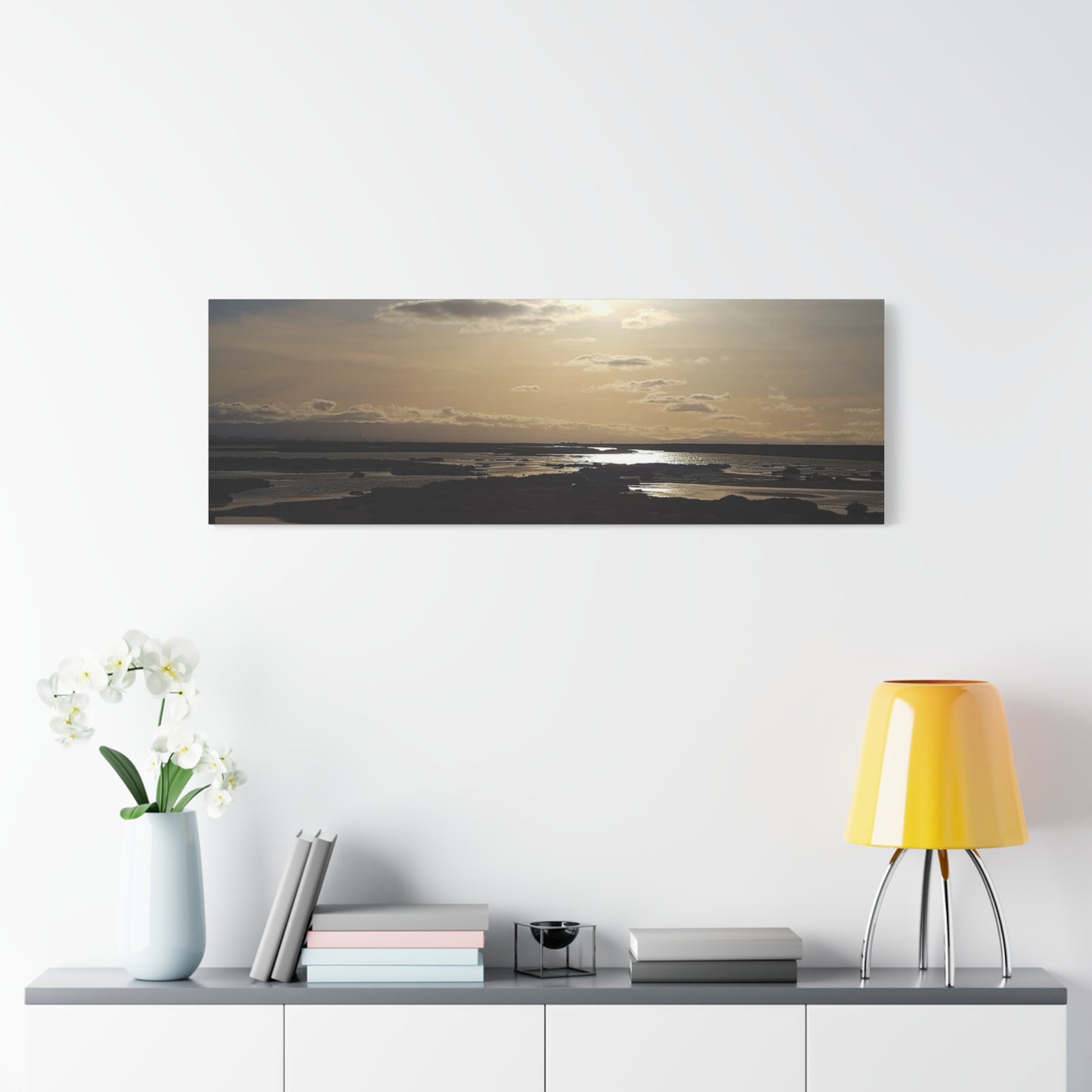 Sunlit Coastal Reflection (don edwards preserve)Canvas Print — Matte Stretched Wall Art