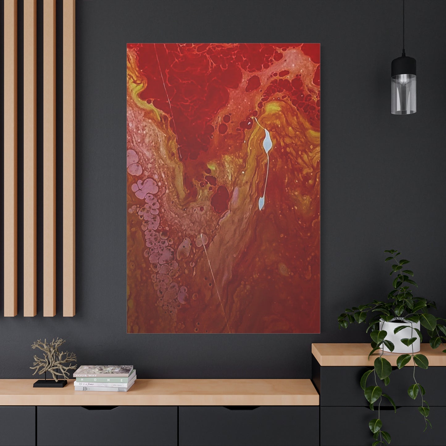 Abstract Red Fluid Art Canvas Print — Matte Stretched Wall Art