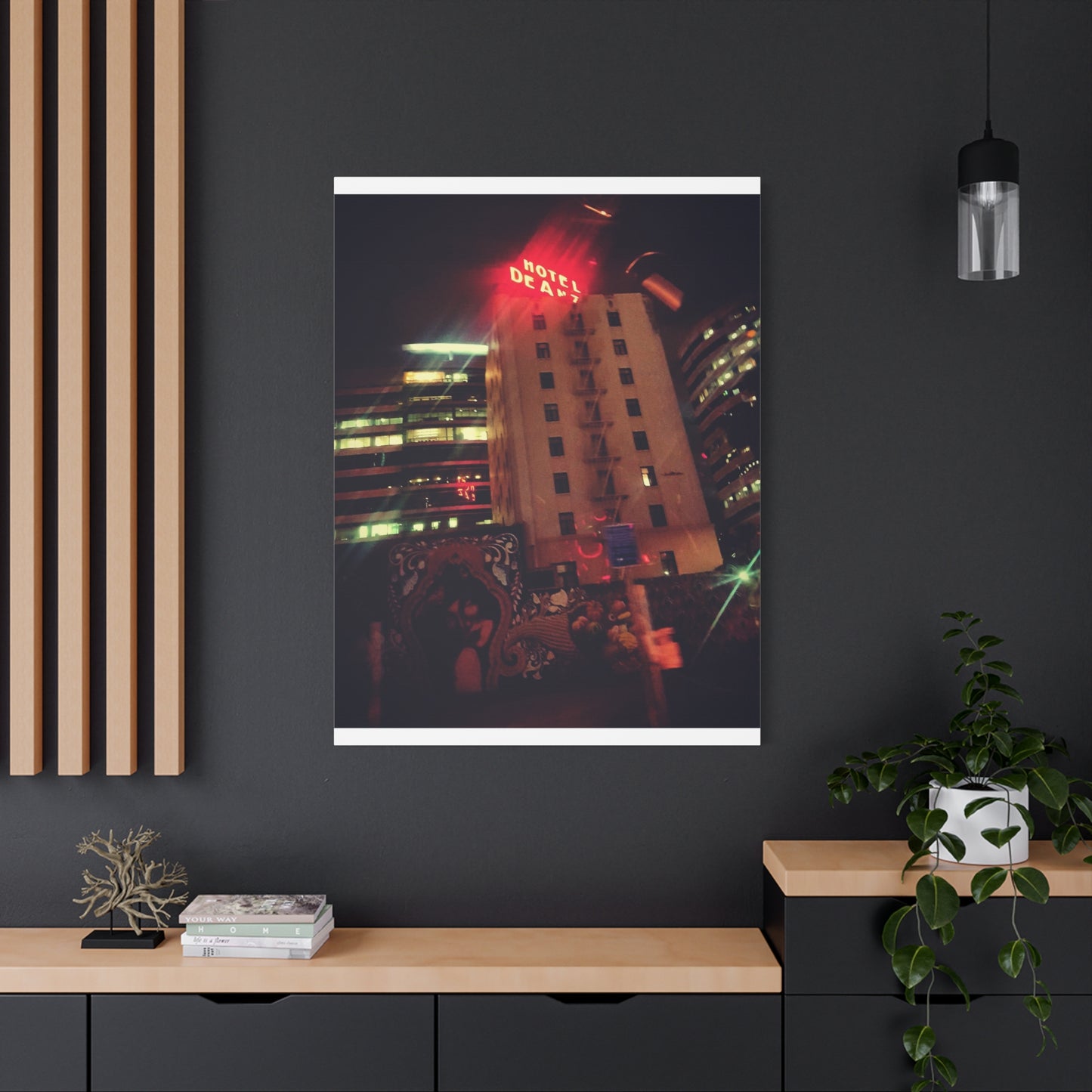 Hotel DeAnza - City Nightscape Canvas Print — Urban Street Art Building Matte Stretched 1.25"