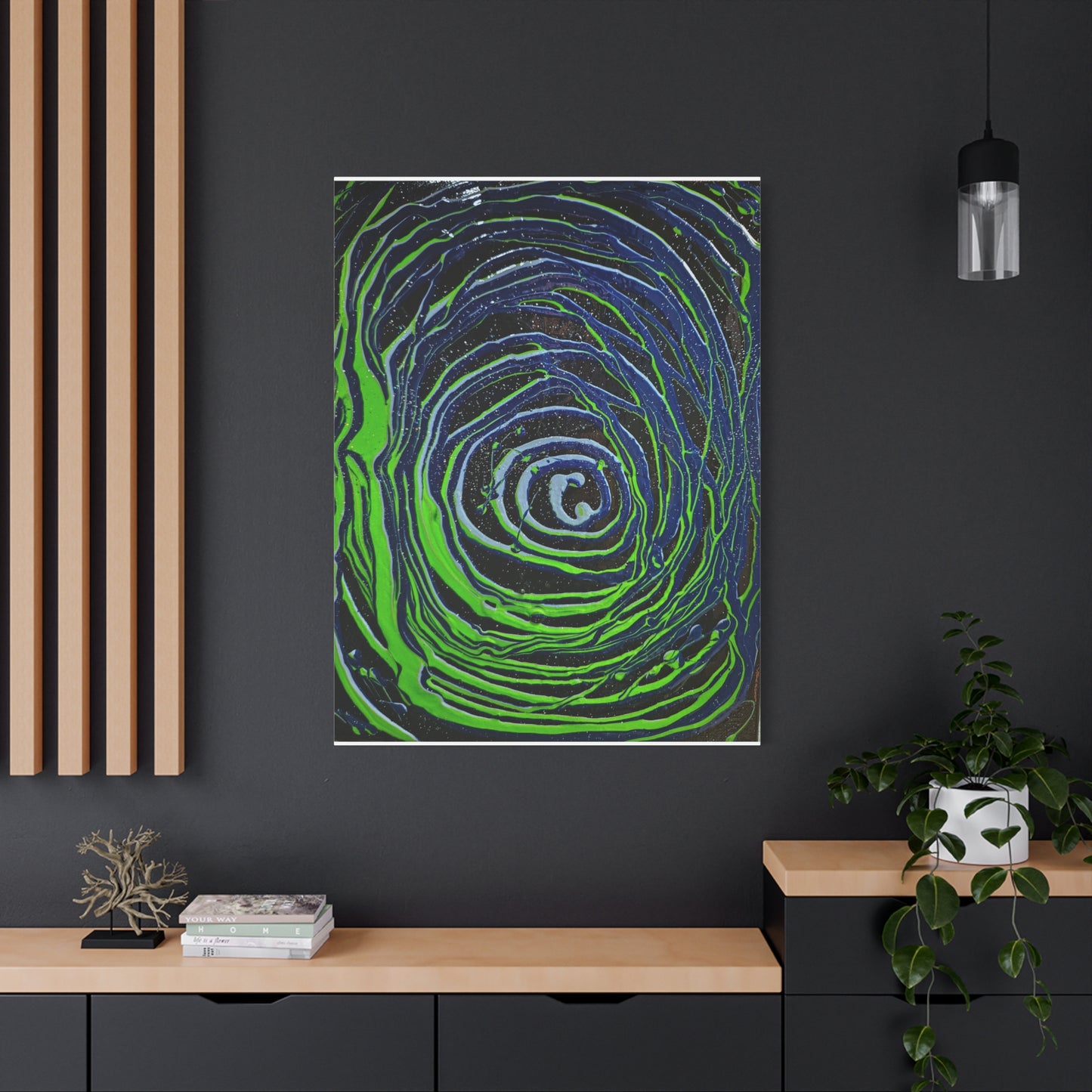 Abstract Green Swirl Matte Canvas Art — Stretched 1.25" Wall Décor