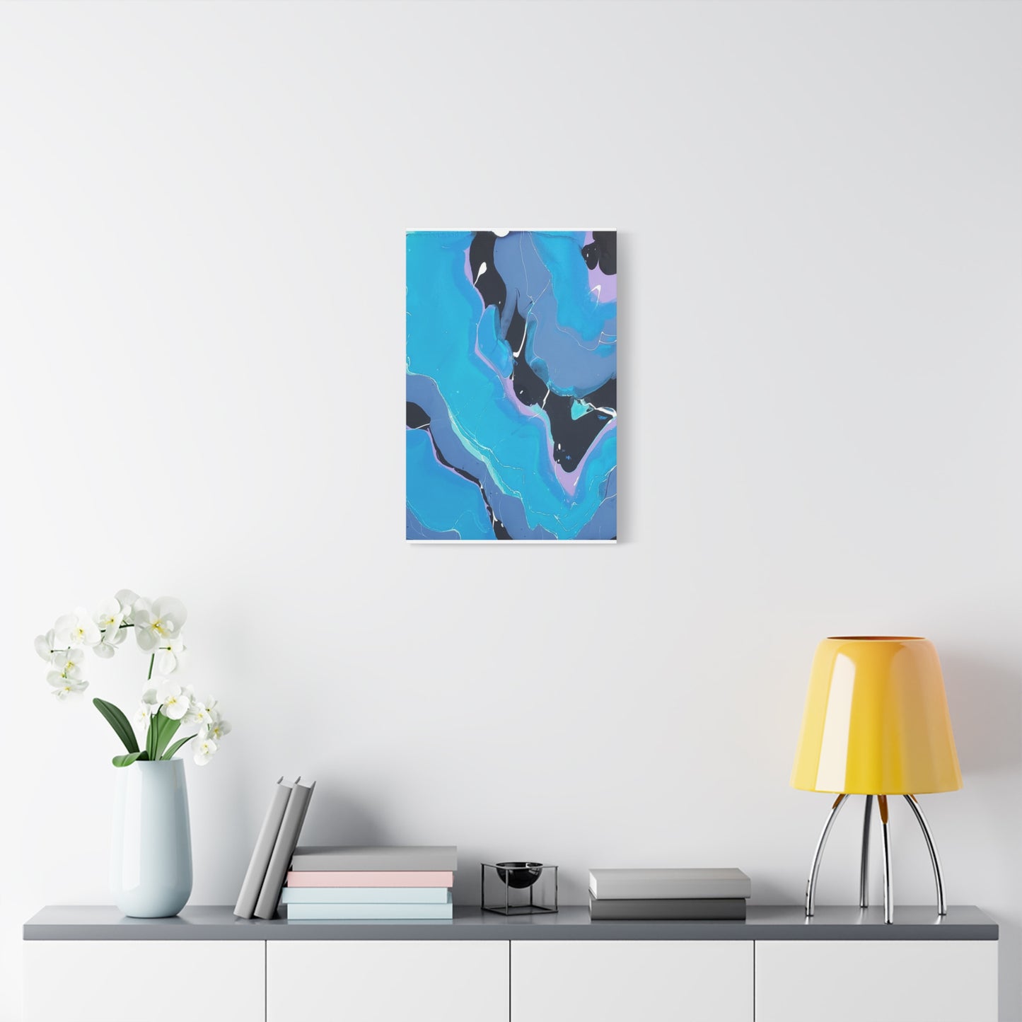 Abstract Blue Fluid Art Canvas Print — Matte Stretched Wall Art 1.25"