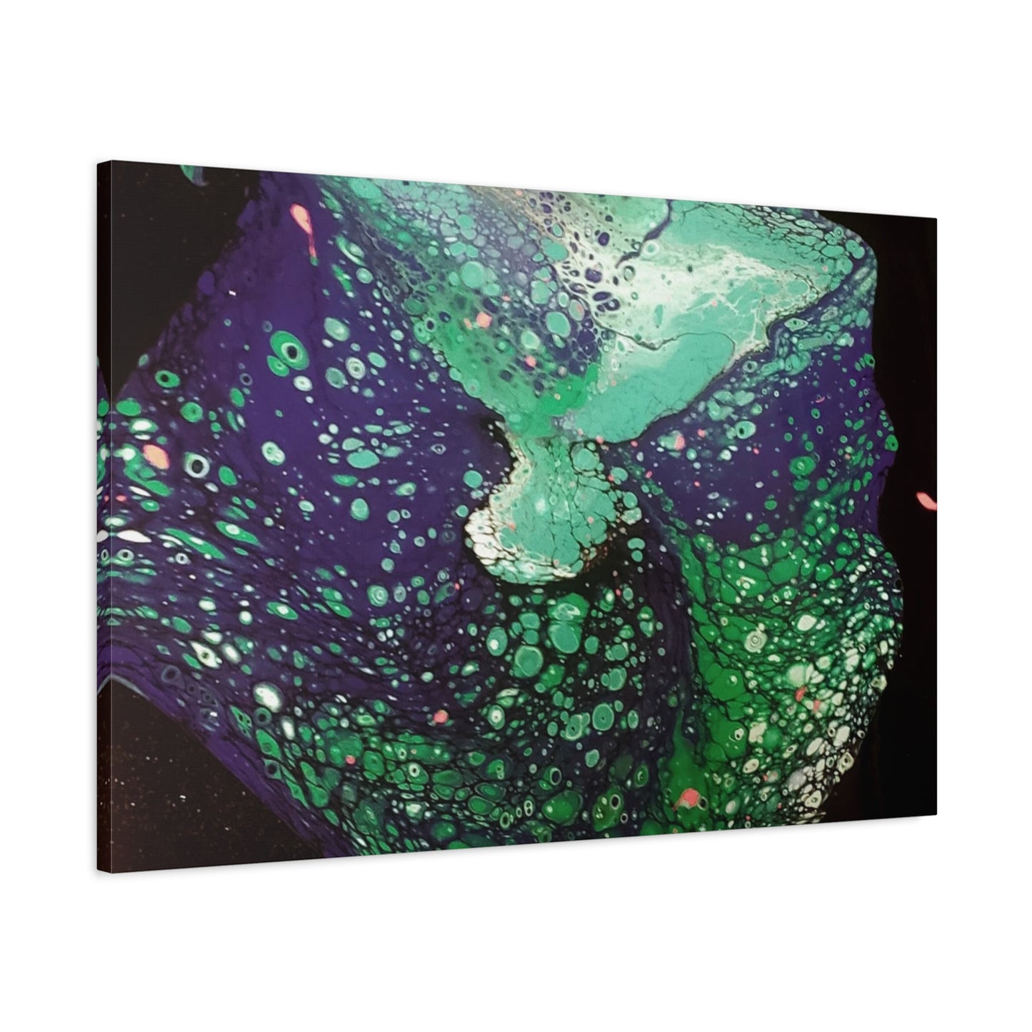 Abstract Green & Teal Fluid Art Canvas Print - Matte Stretched Wall Art