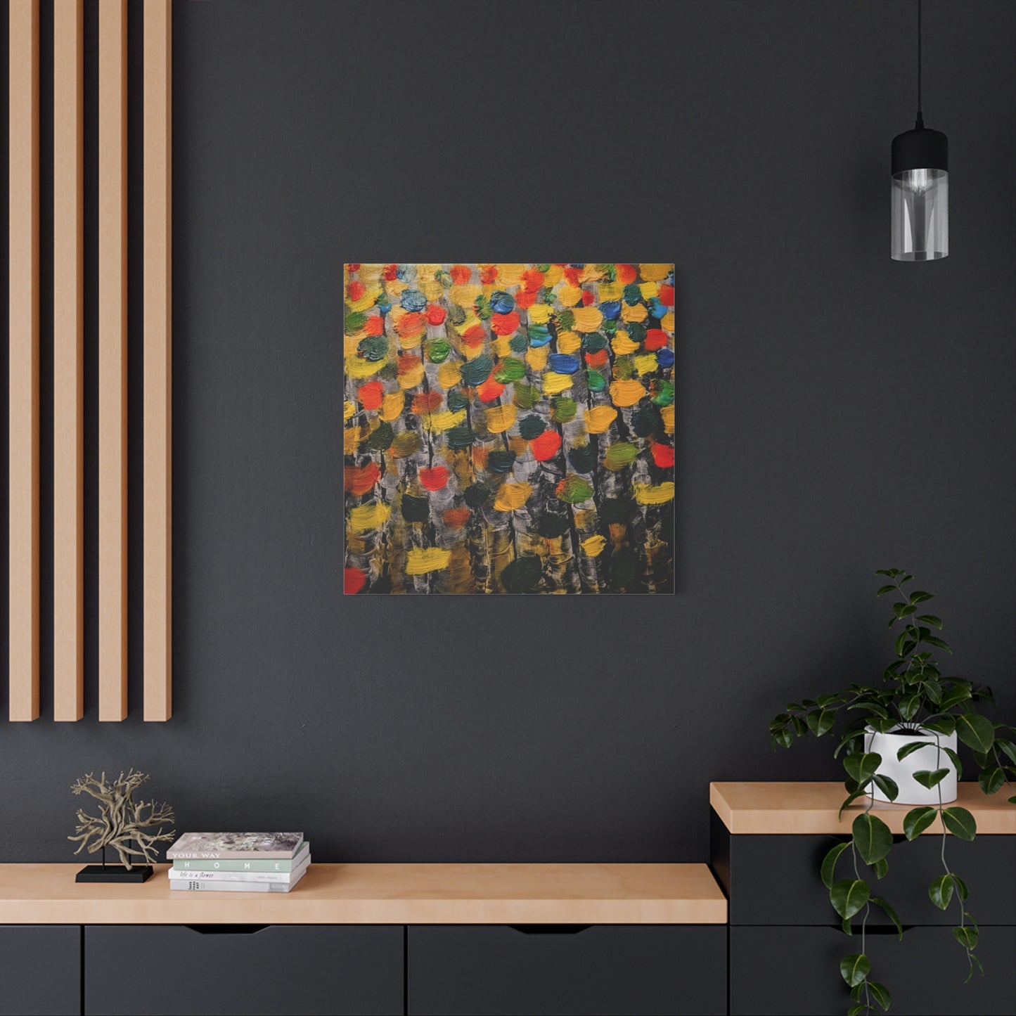 birch trees with color strokes - Abstract Color Bloom Matte Canvas Wall Art — Stretched 1.25"