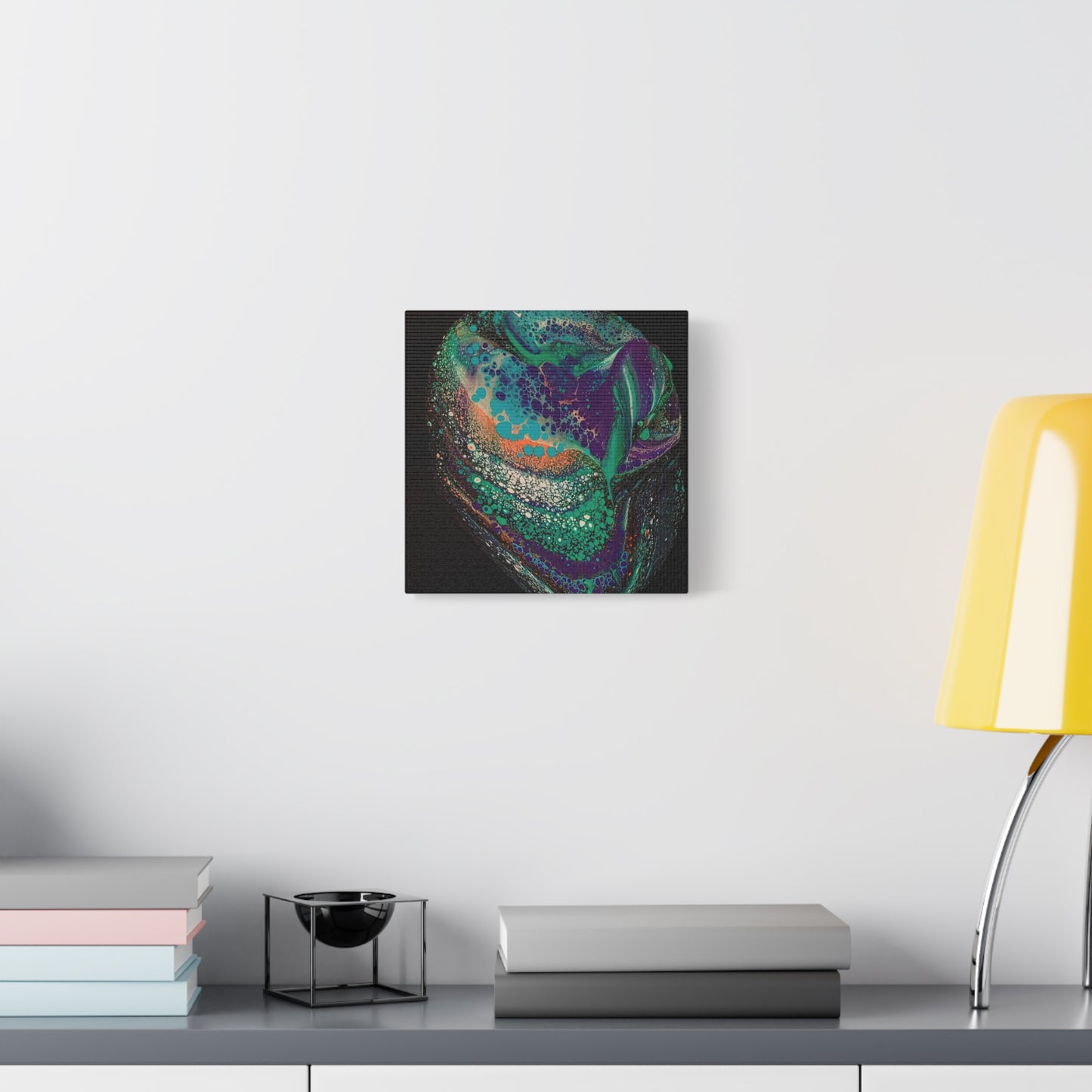 Abstract Fluid Art Canvas Print — Teal, Purple & Gold Swirl Matte Stretched Wall Art