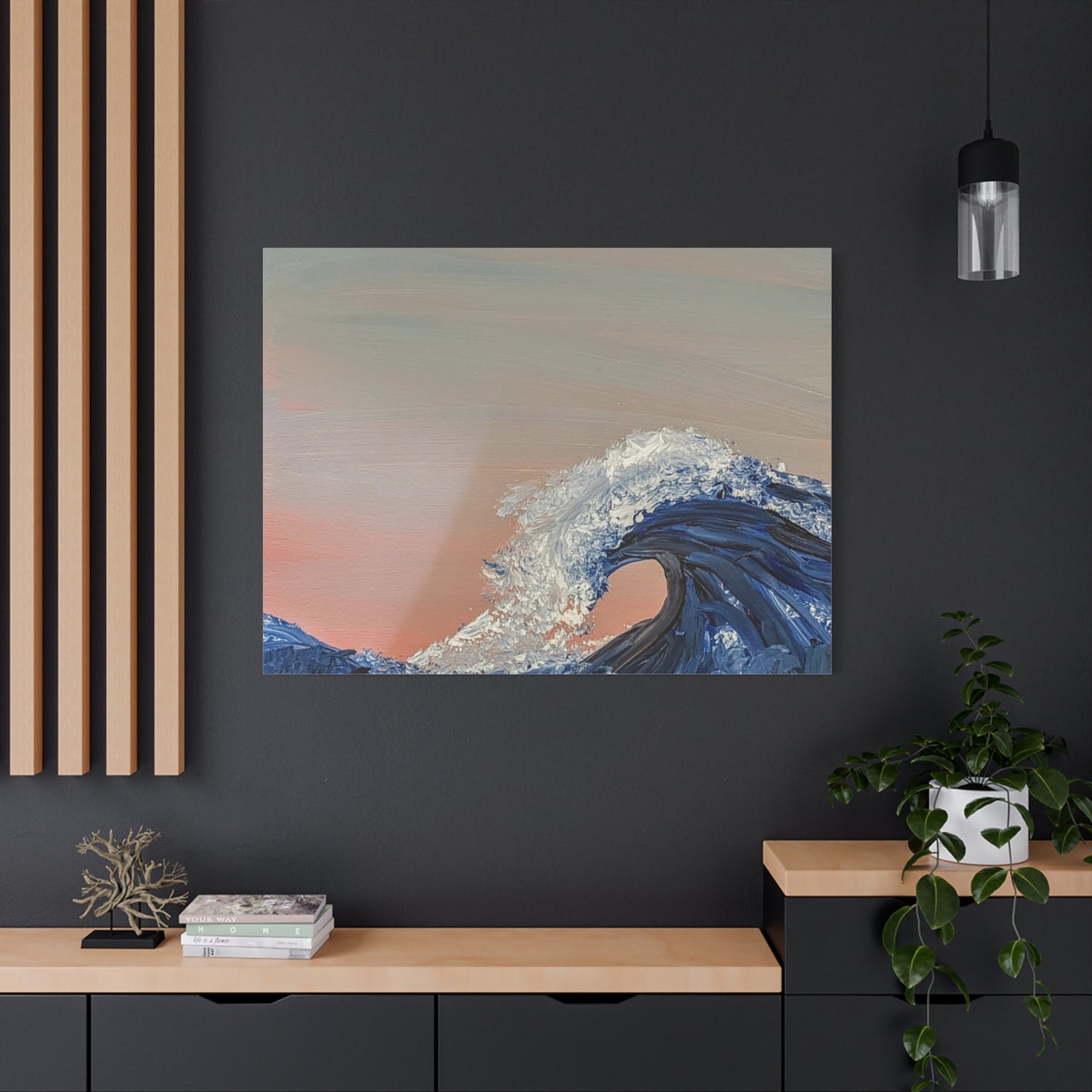 California_Coast - Ocean Wave Canvas Art — Blue Wave Seascape Matte Stretched Canvas