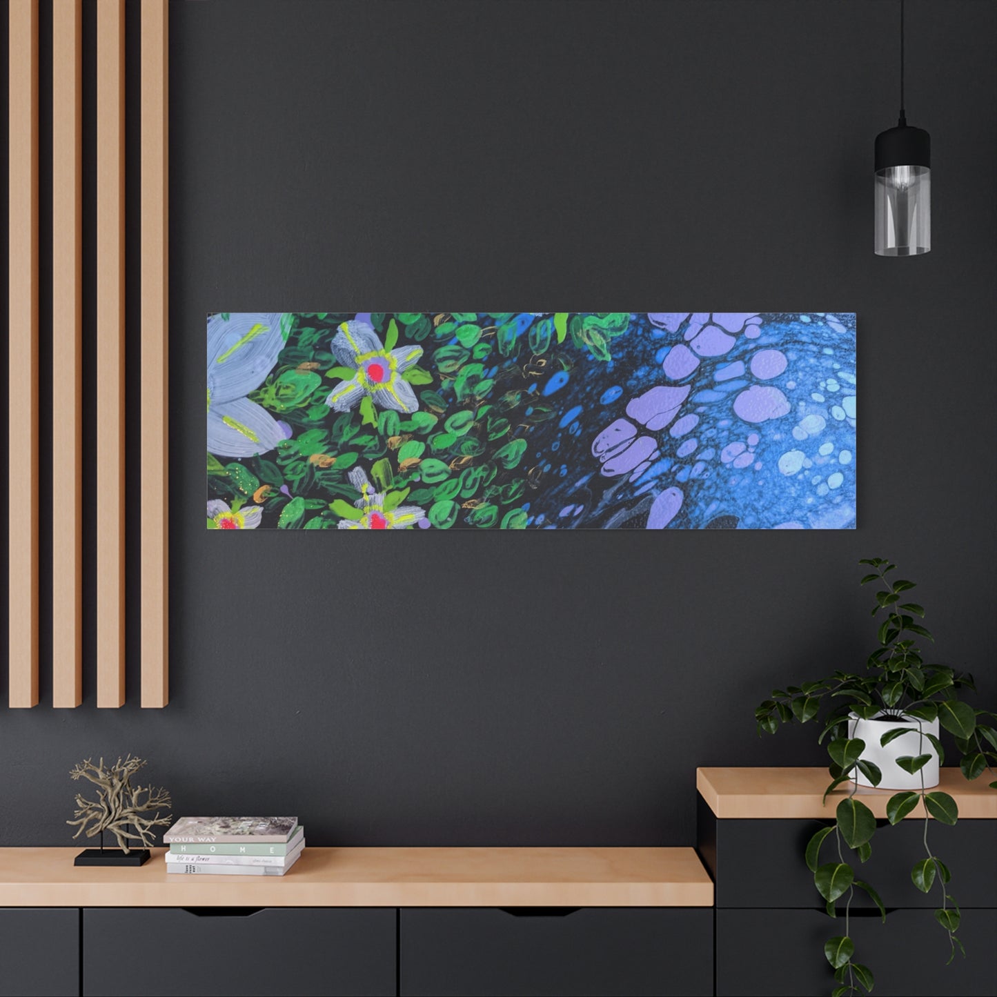Floetrol&Flowers -  Reef Matte Canvas Wall Art — Blue & Green Abstract Flower Painting