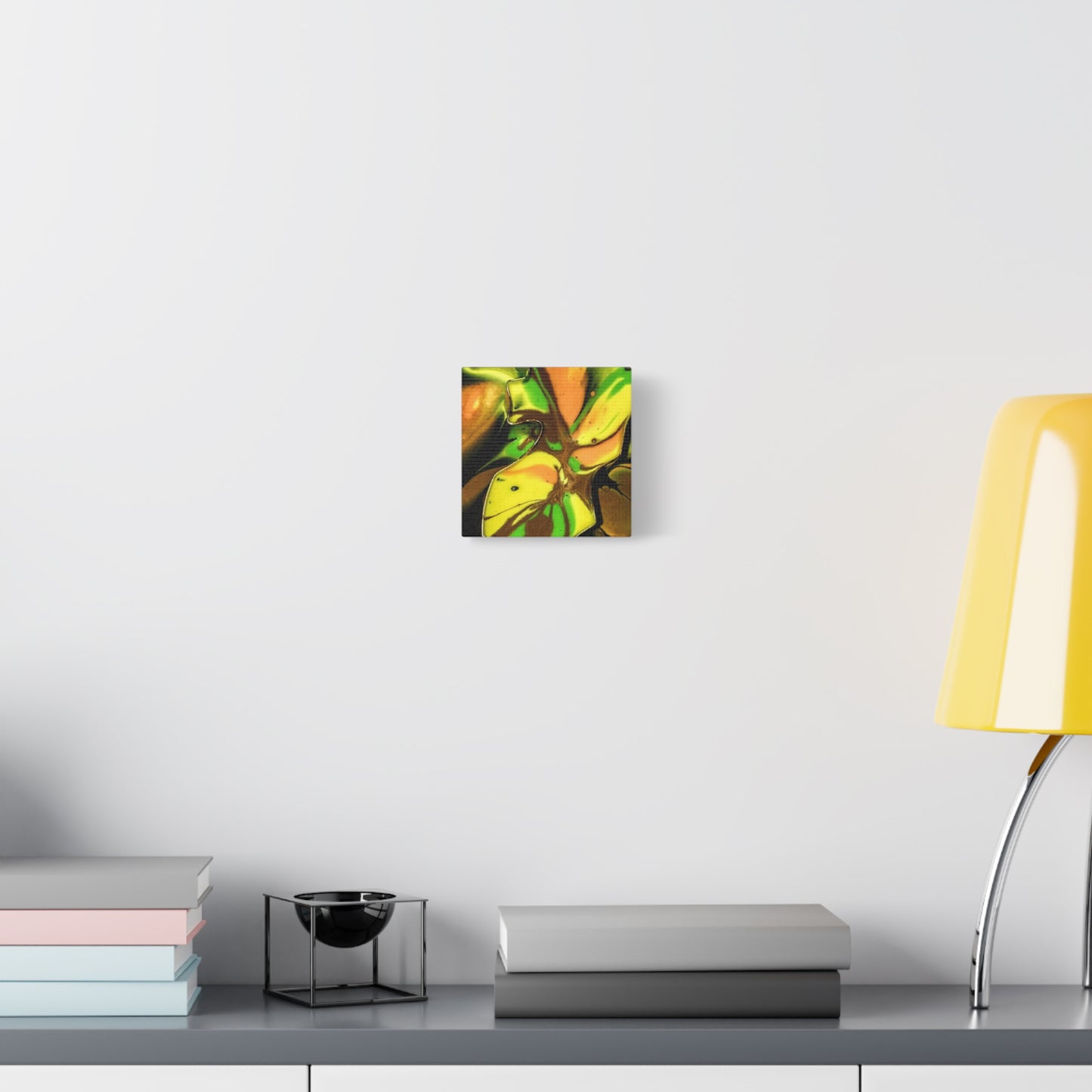 Abstract Green & Gold Fluid Art Matte Canvas Print (Stretched)