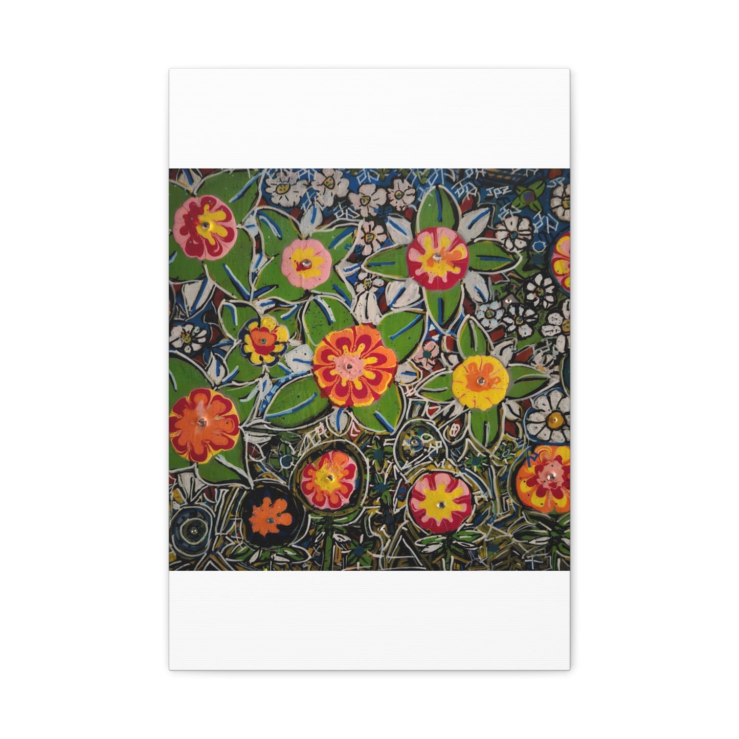 Urban_gardening-04 - Floral Pop Matte Stretched Canvas – Colorful Hand-Painted Garden Wall Art