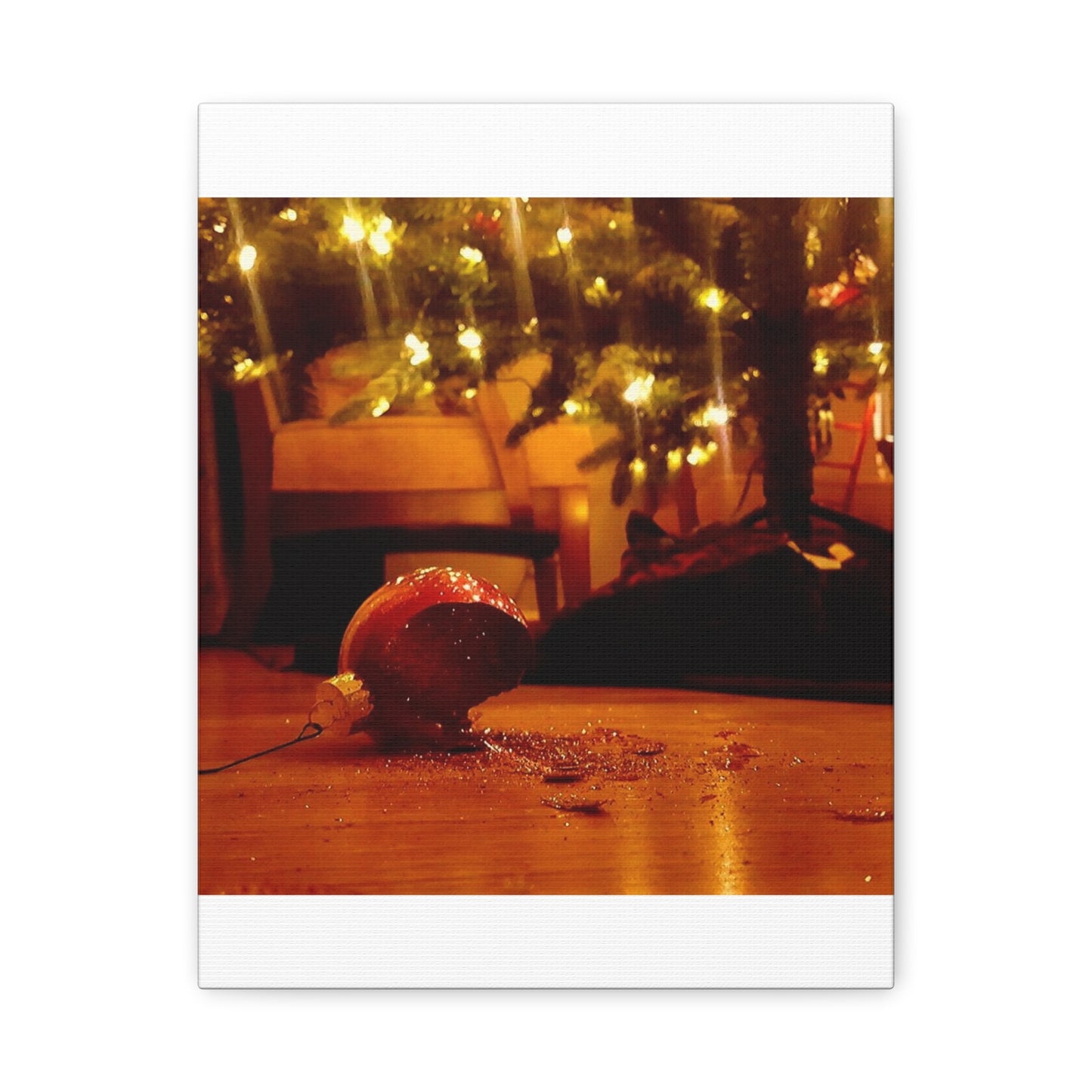 Christmas Tree Ornament Photo Canvas – Cozy Holiday Still Life Wall Art