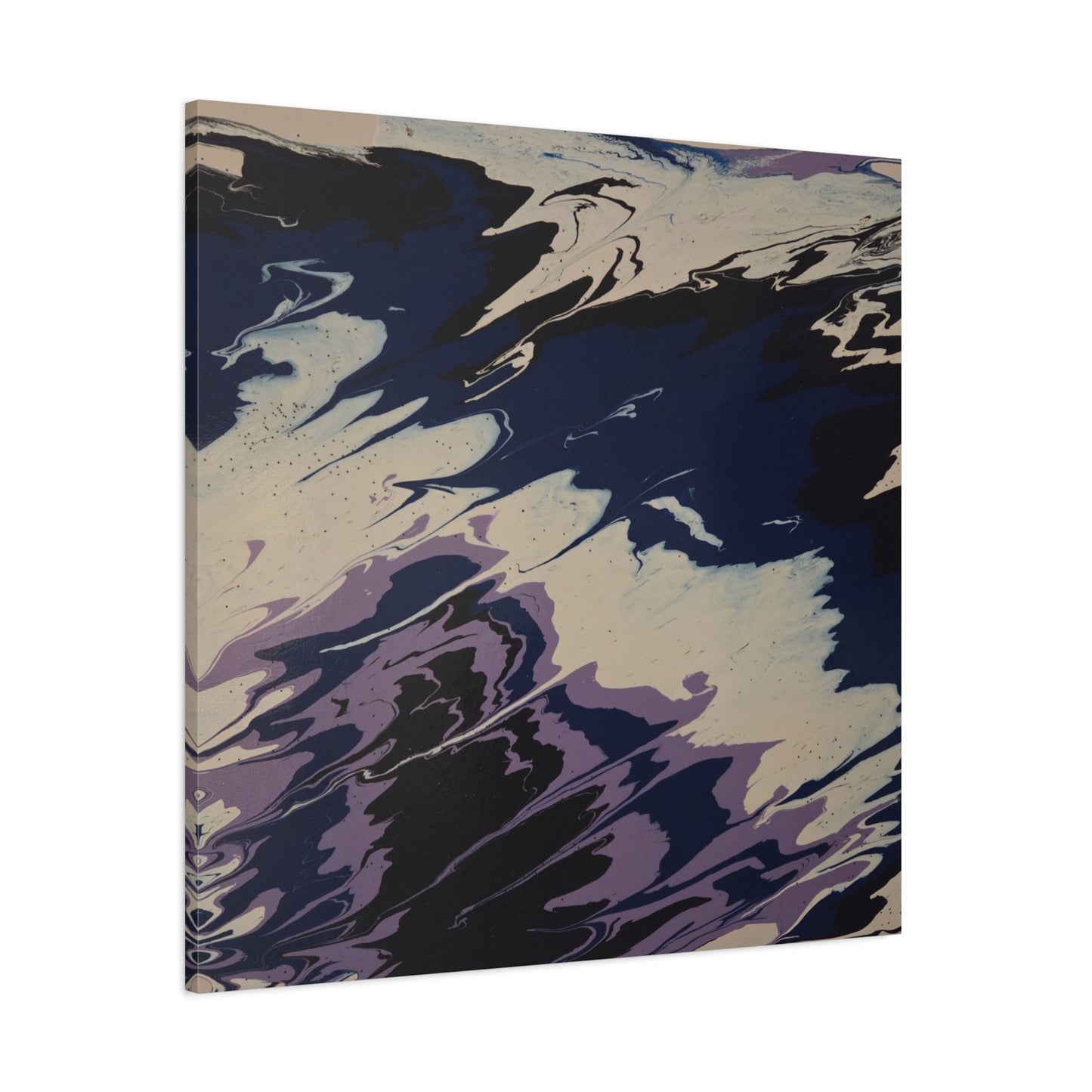 Abstract Navy & Lavender Wave Matte Stretched Canvas (1.25")
