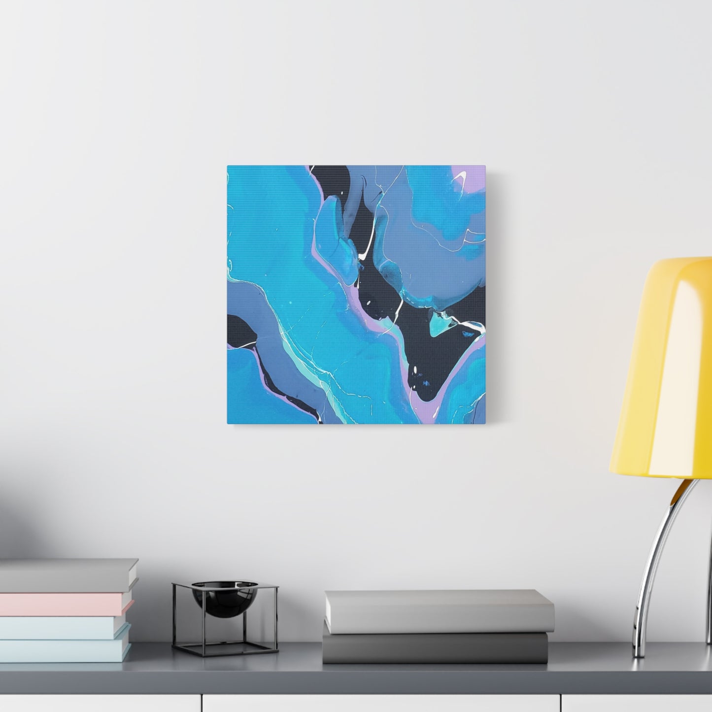 Abstract Blue Fluid Art Canvas Print — Matte Stretched Wall Art 1.25"