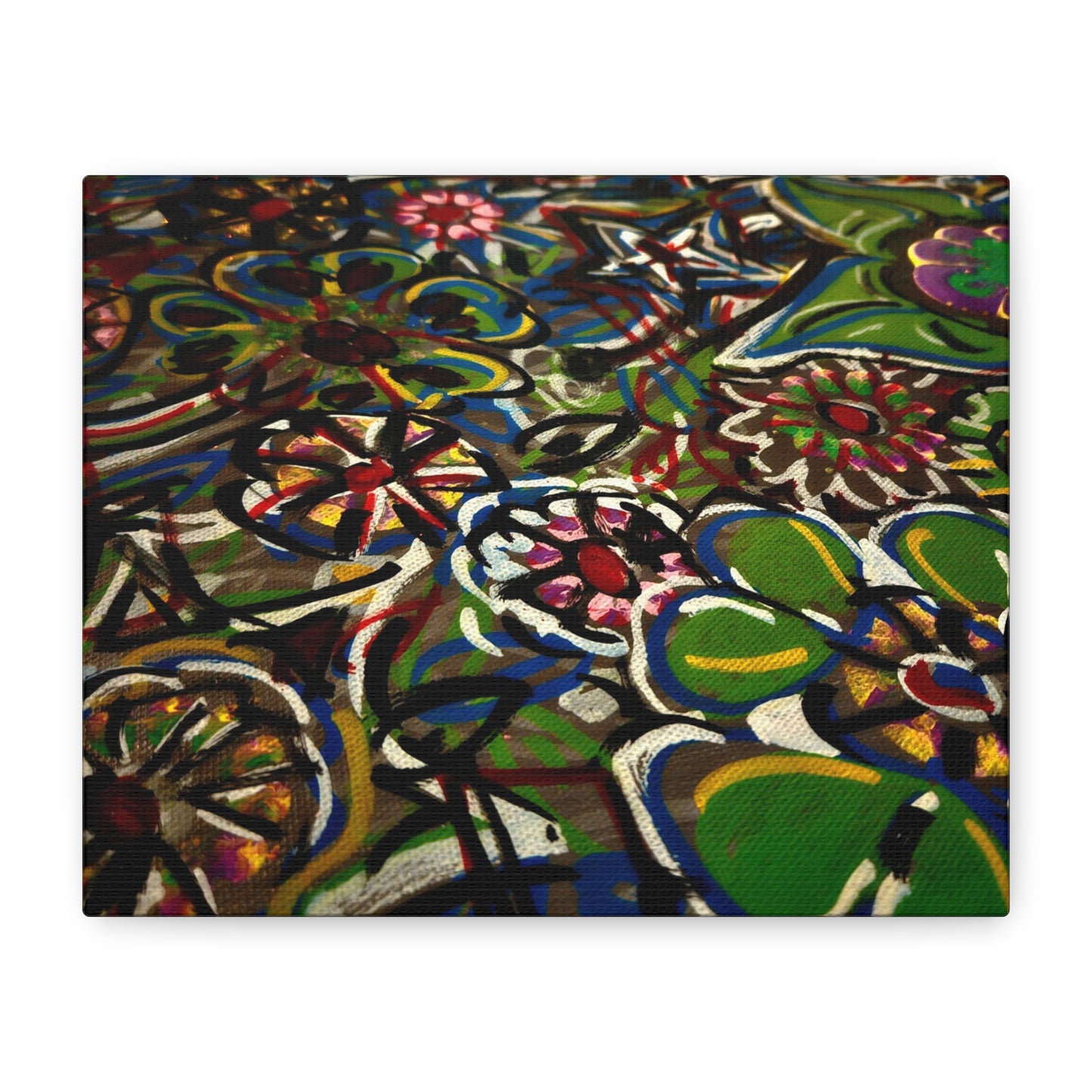 Urban_Gardening - Abstract Floral Canvas Print — Colorful Street-Art Style Stretched Wall Art