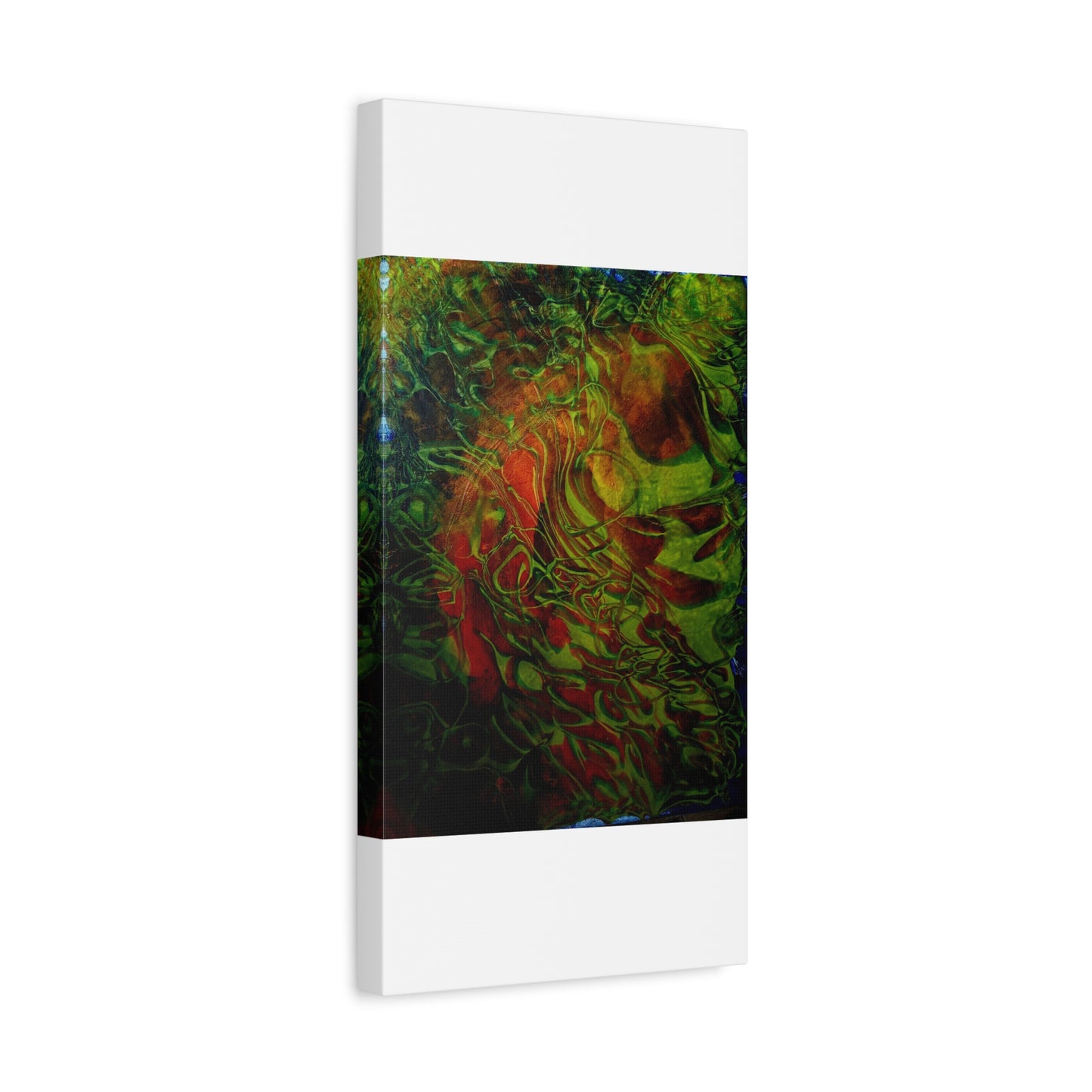 Abstract Green & Red Fluid Art Canvas Print