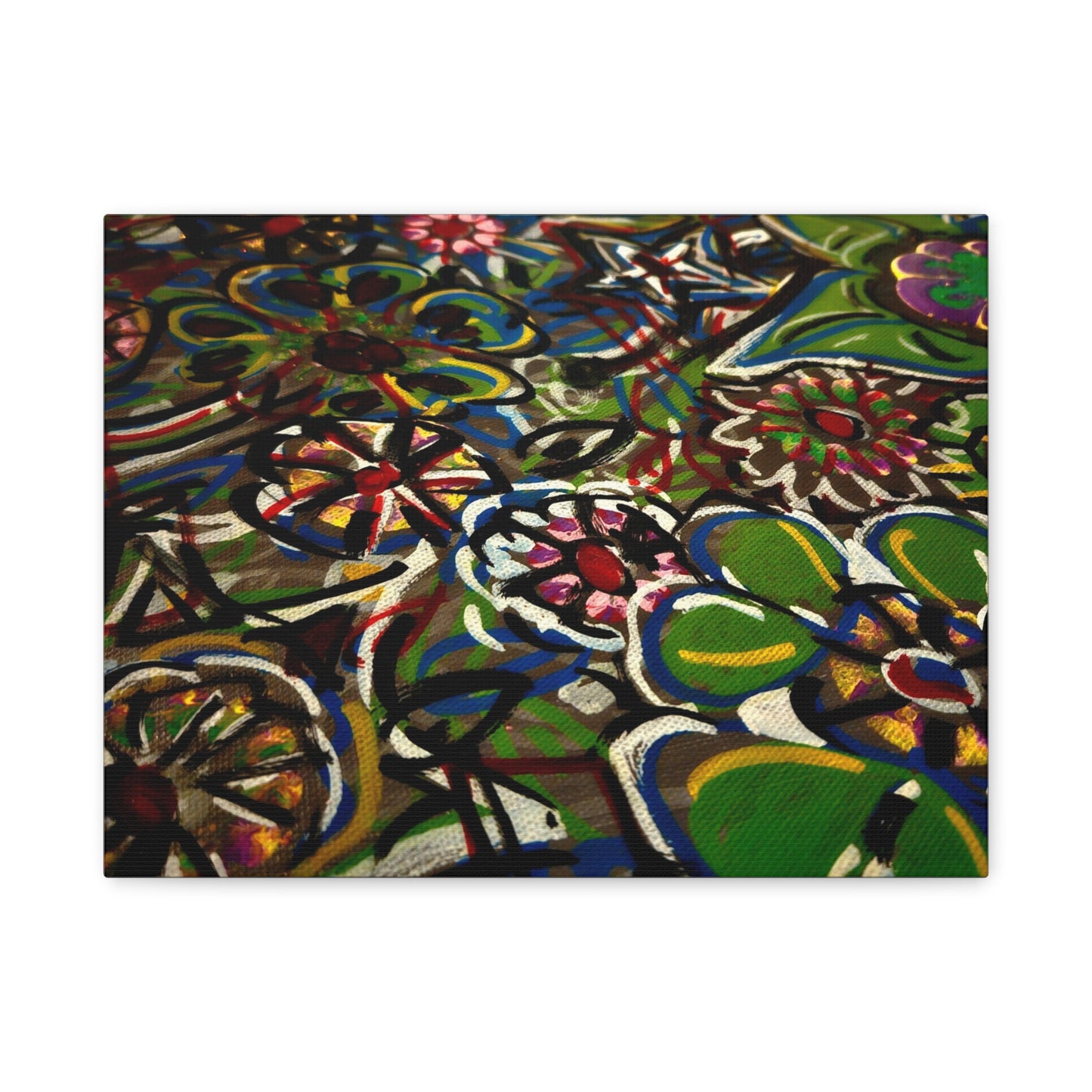 Urban_Gardening - Abstract Floral Canvas Print — Colorful Street-Art Style Stretched Wall Art