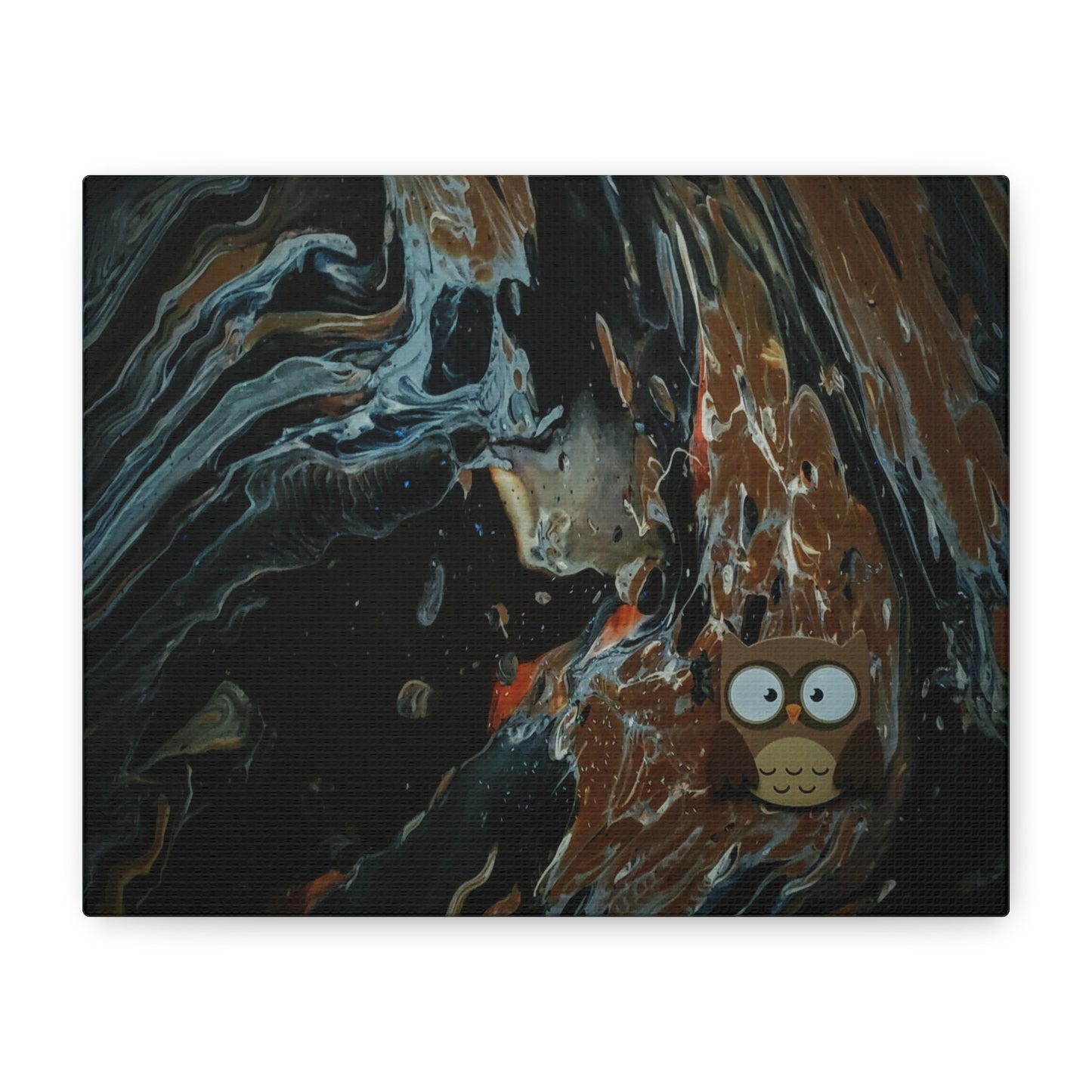 Abstract Swirl Owl Matte Canvas Print