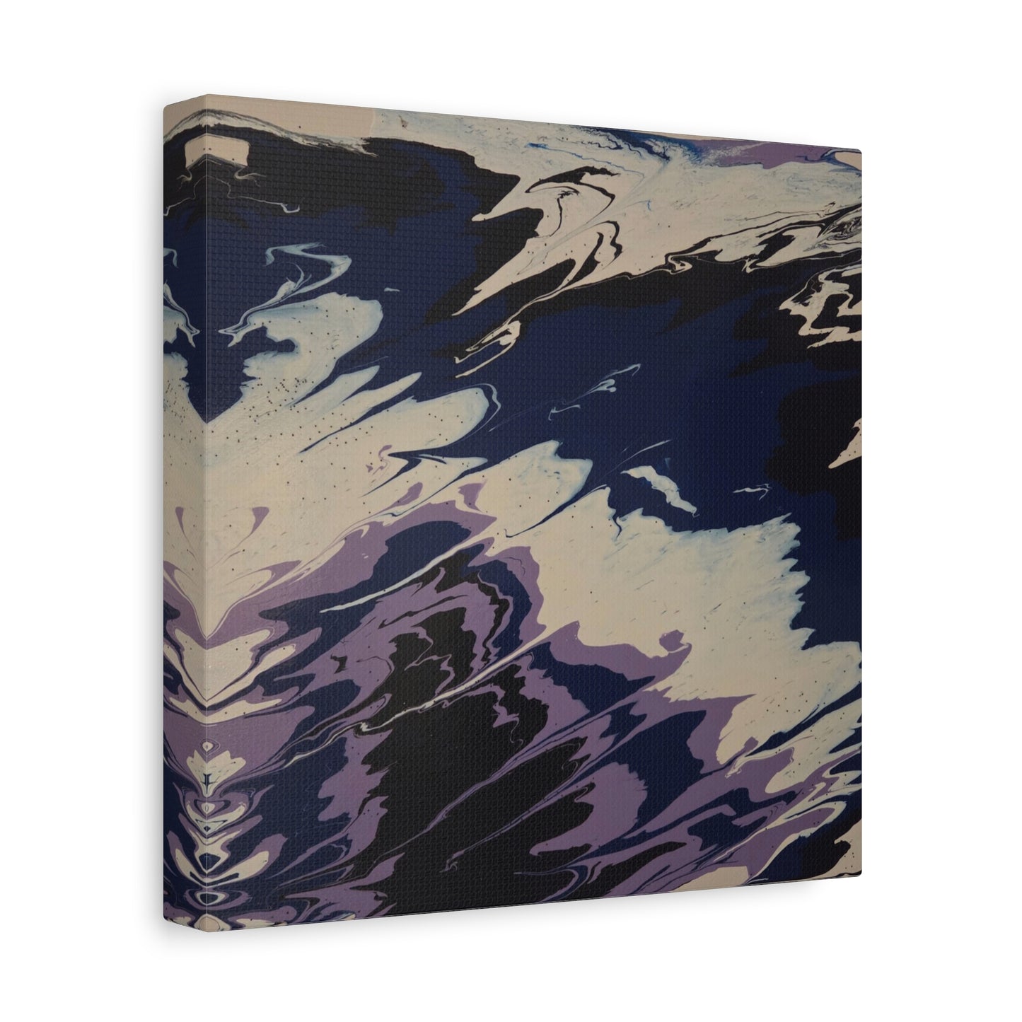 Abstract Navy & Lavender Wave Matte Stretched Canvas (1.25")