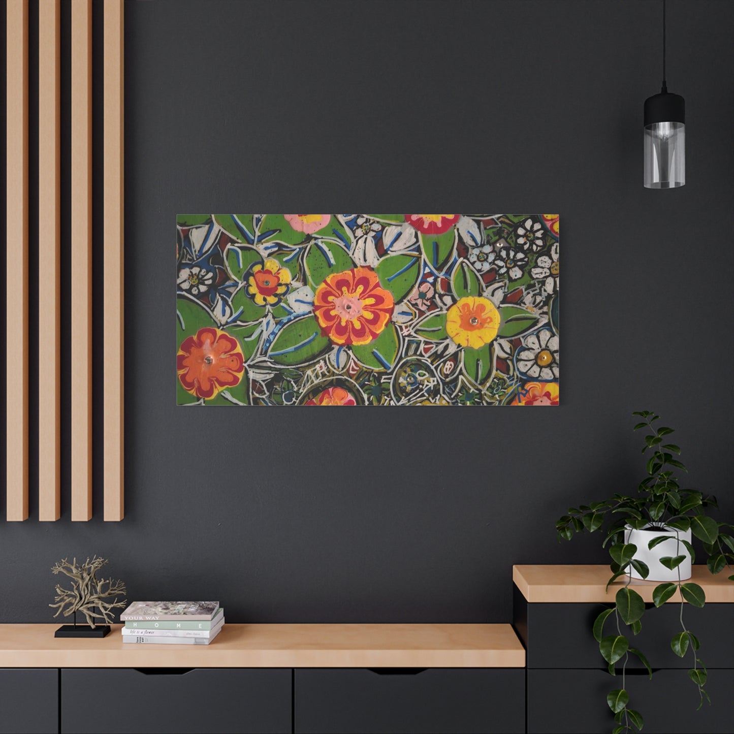 Urban_gardening-04 - Floral Pop Matte Stretched Canvas – Colorful Hand-Painted Garden Wall Art