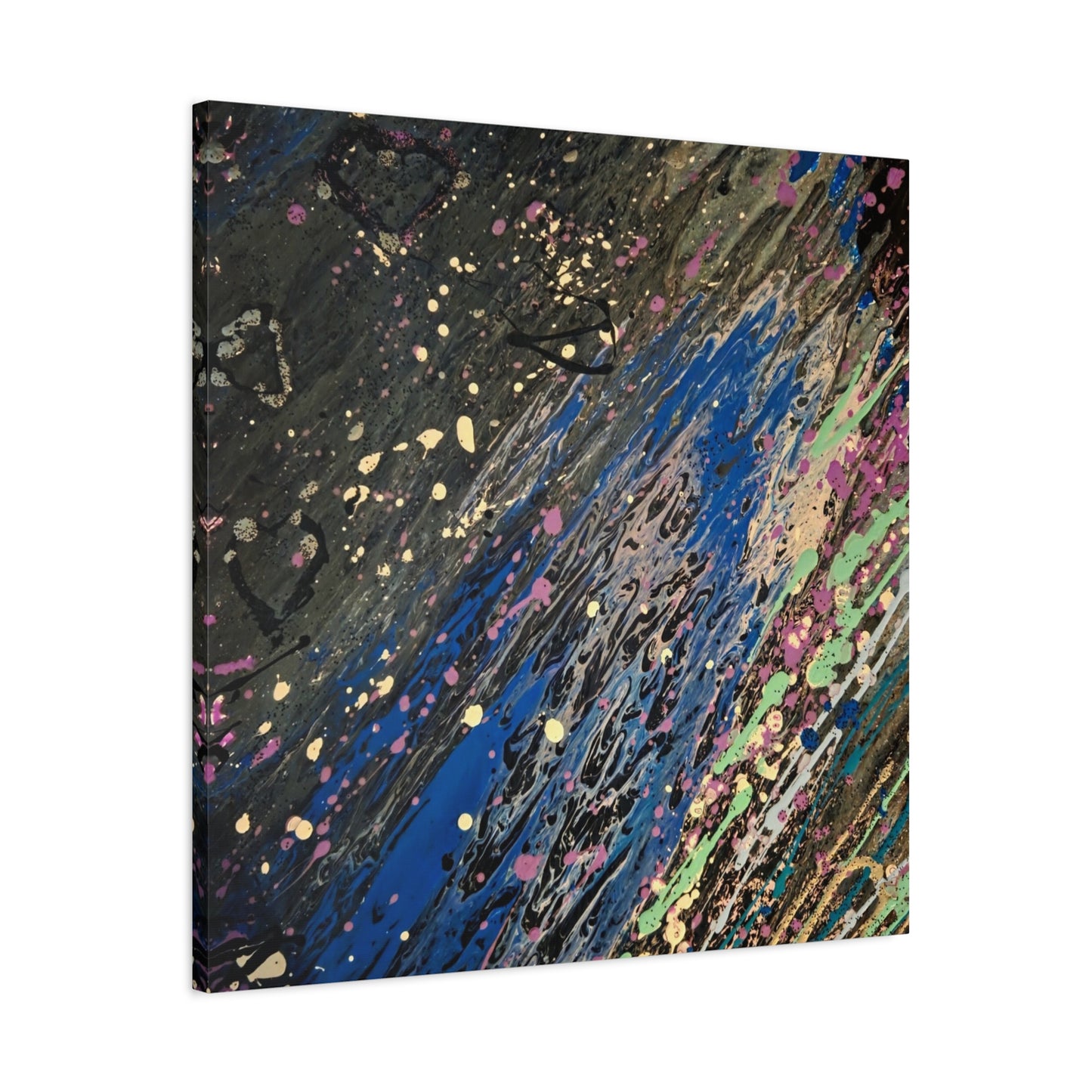 Abstract Splatter Matte Canvas Print — Colorful Fluid Art Wall Decor, Stretched 1.25"