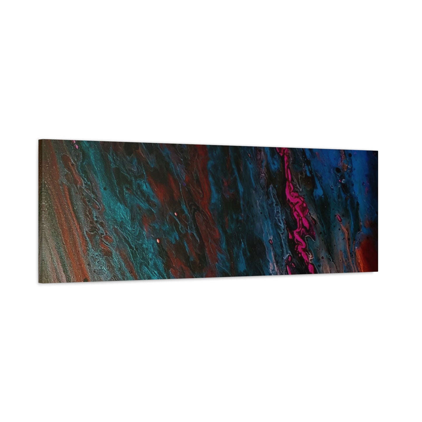 Abstract Fluid Art Canvas Wall Art - Jupiter pour — Vibrant Ocean Night Matte Stretched Canvas