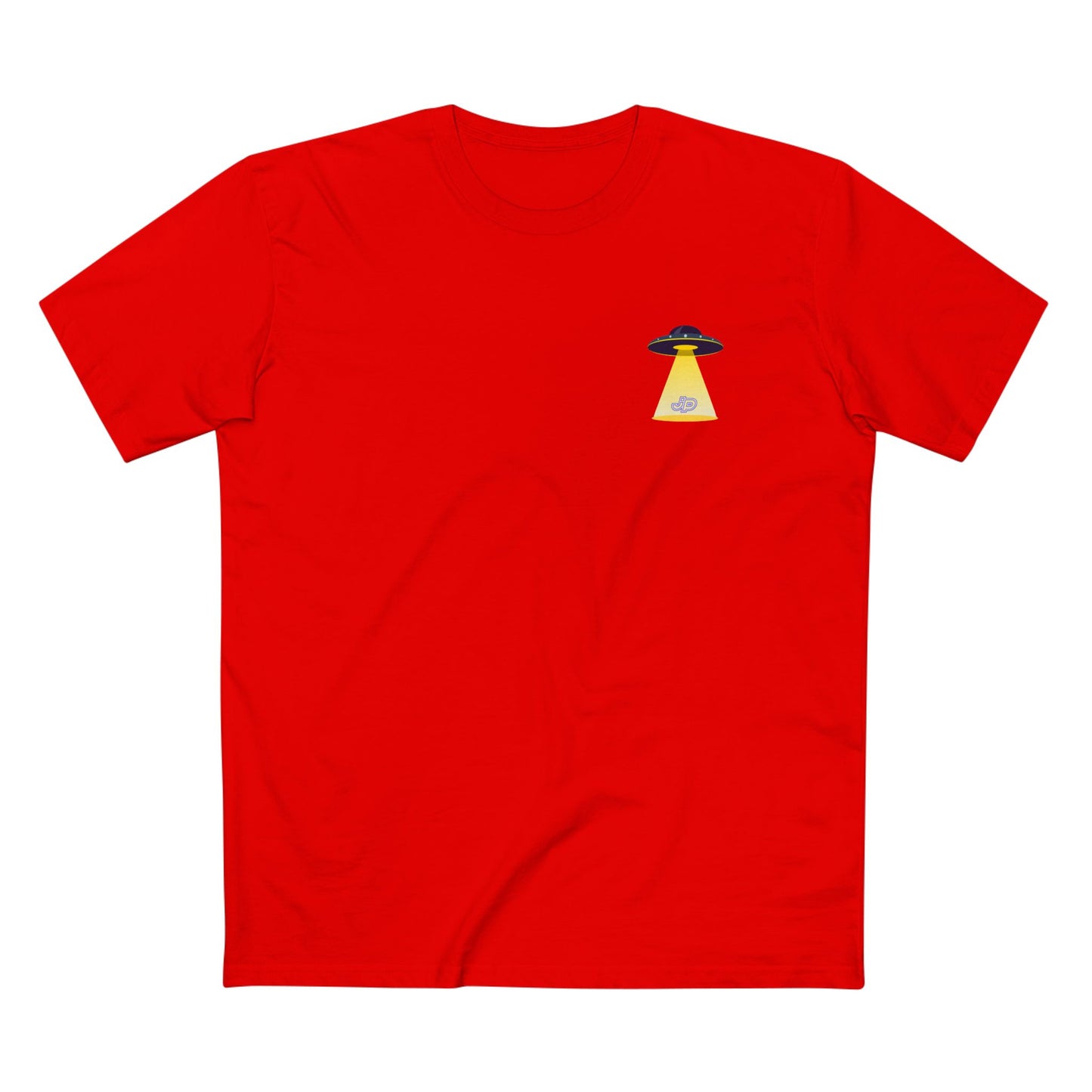 UFO Chest Pocket Tee — Retro Rocket Back Graphic Shirt
