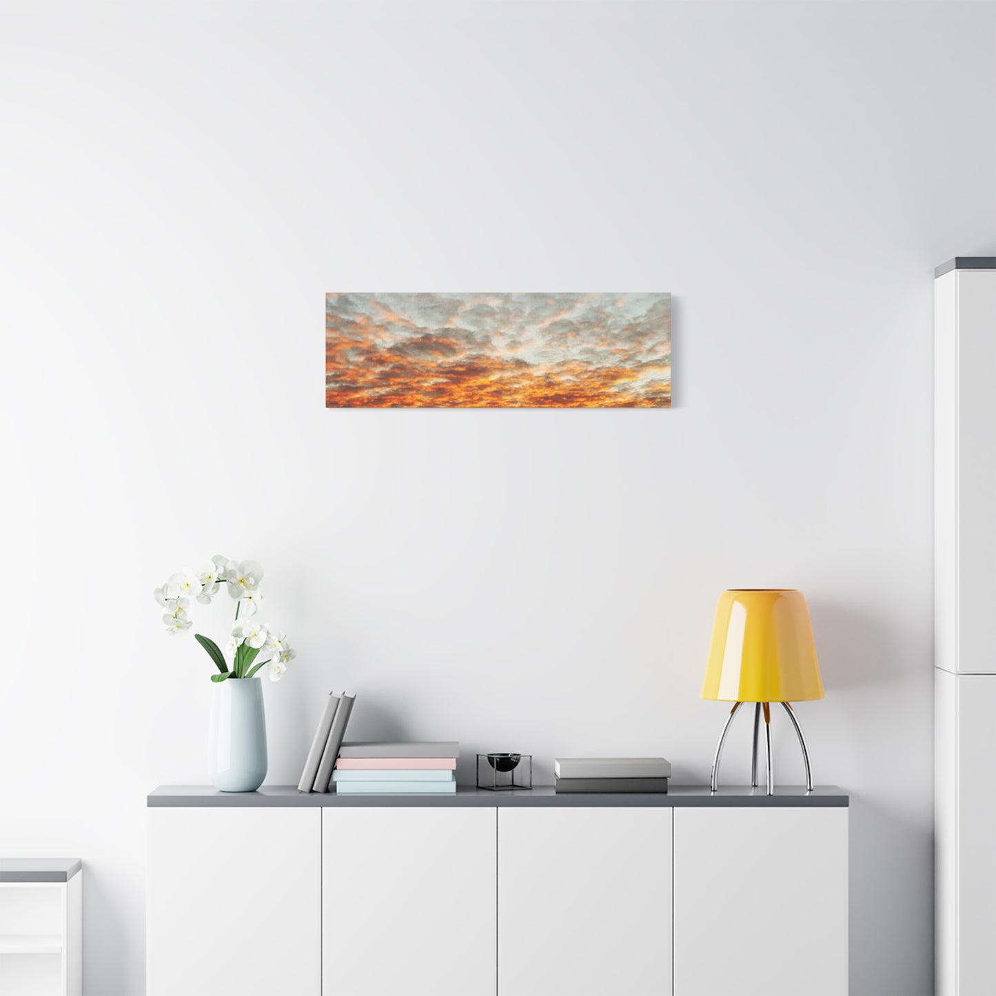 Sunset Sky Canvas Print — Orange Cloudscape Matte Stretched Wall Art
