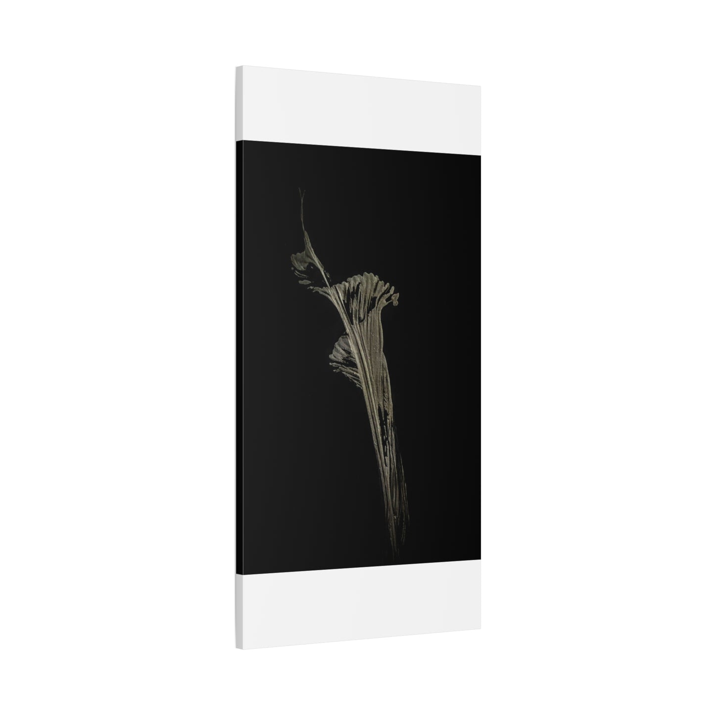 Calla Lilly - Minimalist Botanical Canvas Print — Monochrome Flower Art on Black Matte