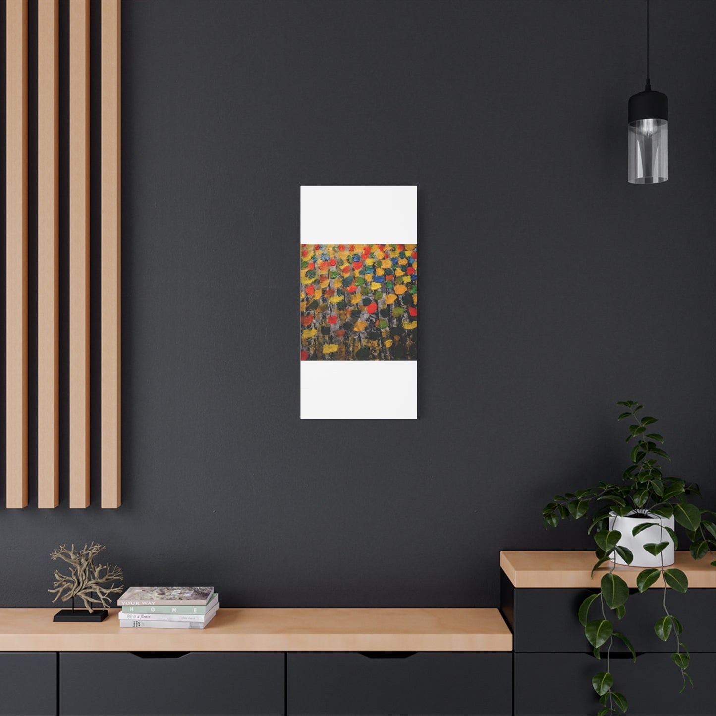 birch trees with color strokes - Abstract Color Bloom Matte Canvas Wall Art — Stretched 1.25"