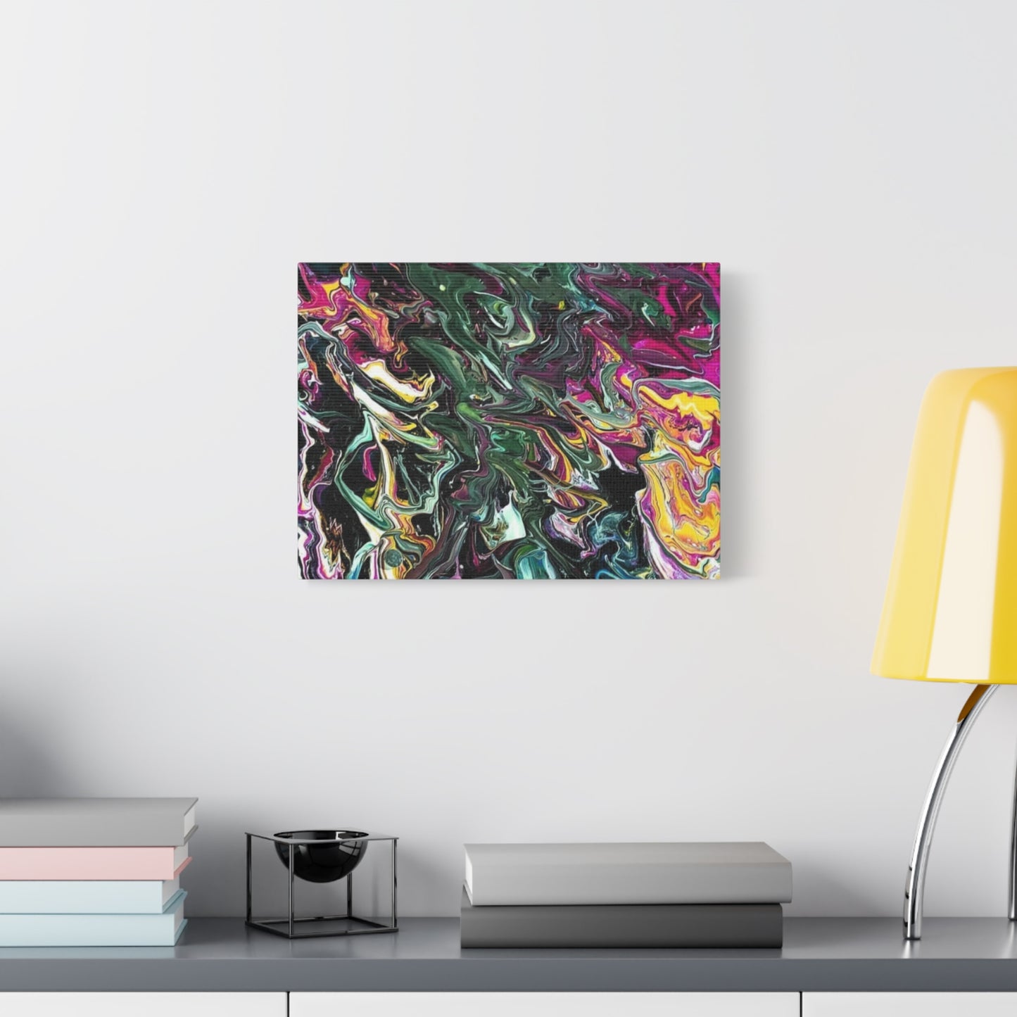 chaos in the garden - Abstract Fluid Art Matte Canvas Print - Colorful Swirl Wall Art