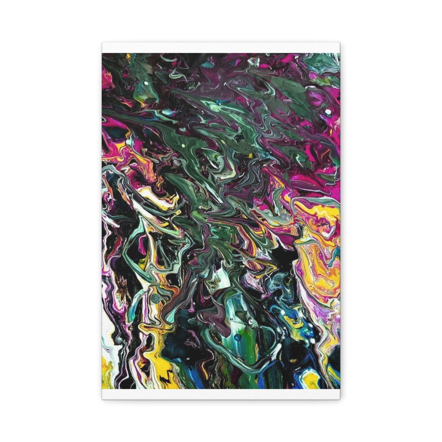 chaos in the garden - Abstract Fluid Art Matte Canvas Print - Colorful Swirl Wall Art