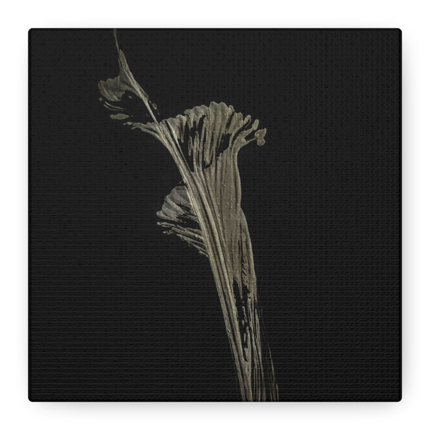 Calla Lilly - Minimalist Botanical Canvas Print — Monochrome Flower Art on Black Matte