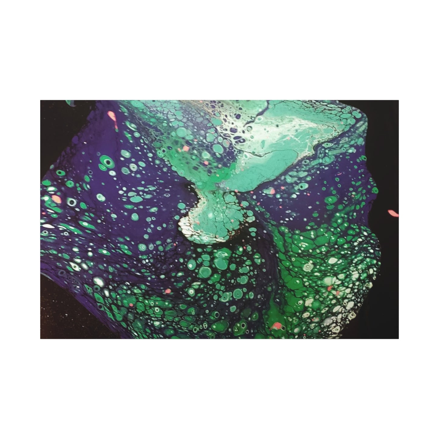 Abstract Green & Teal Fluid Art Canvas Print - Matte Stretched Wall Art