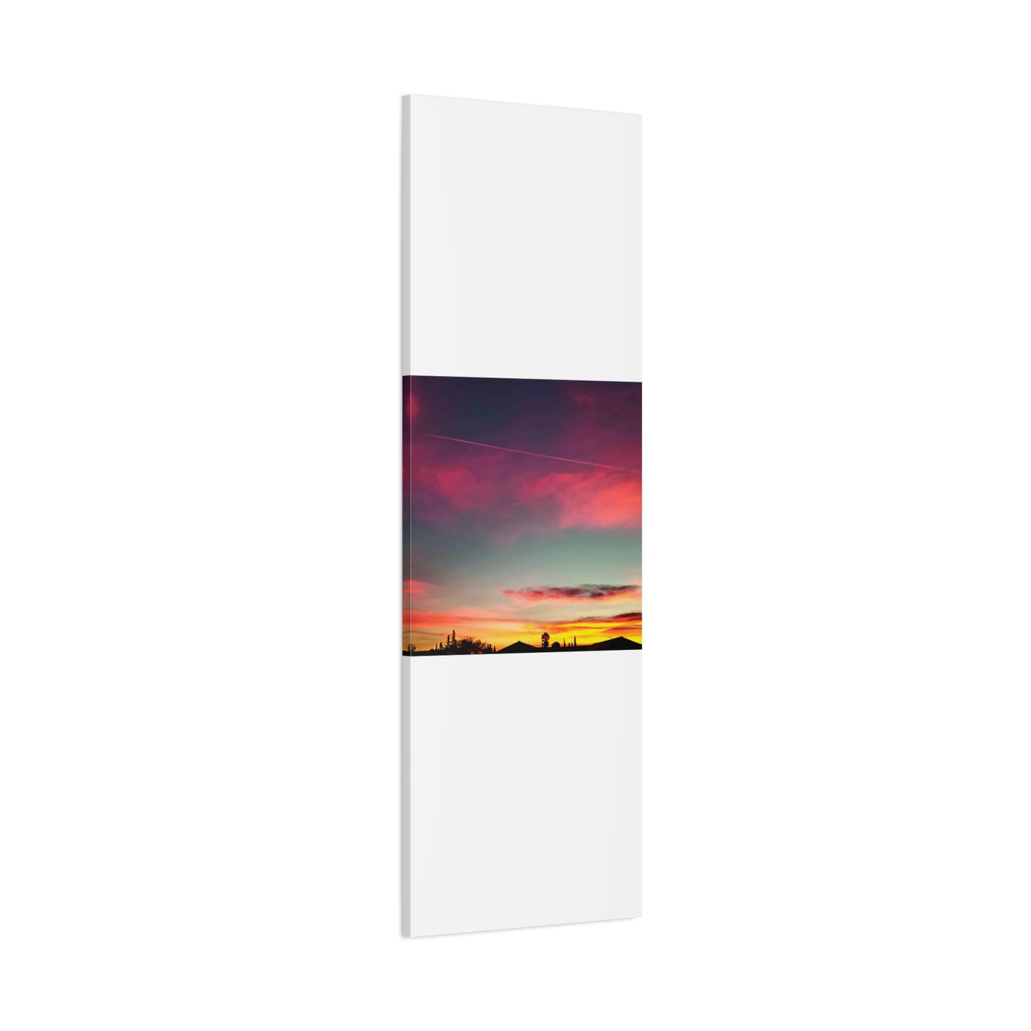 pink sky at morning - Horizon Matte Canvas Print — Vibrant Pink & Teal Sky Wall Art, Stretched 1.25"