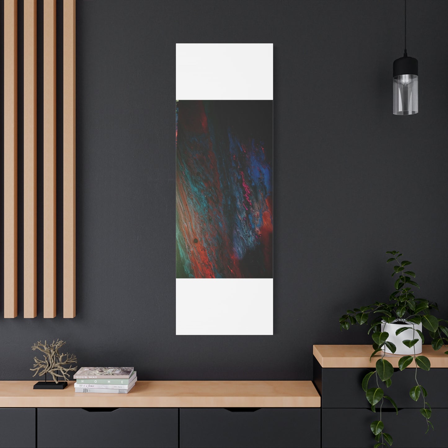 Abstract Fluid Art Canvas Wall Art - Jupiter pour — Vibrant Ocean Night Matte Stretched Canvas