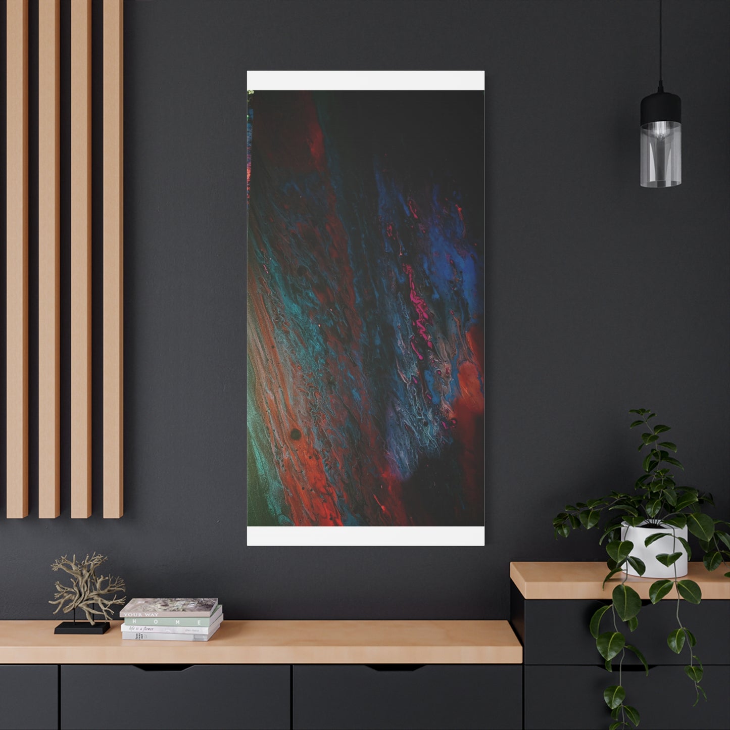 Abstract Fluid Art Canvas Wall Art - Jupiter pour — Vibrant Ocean Night Matte Stretched Canvas