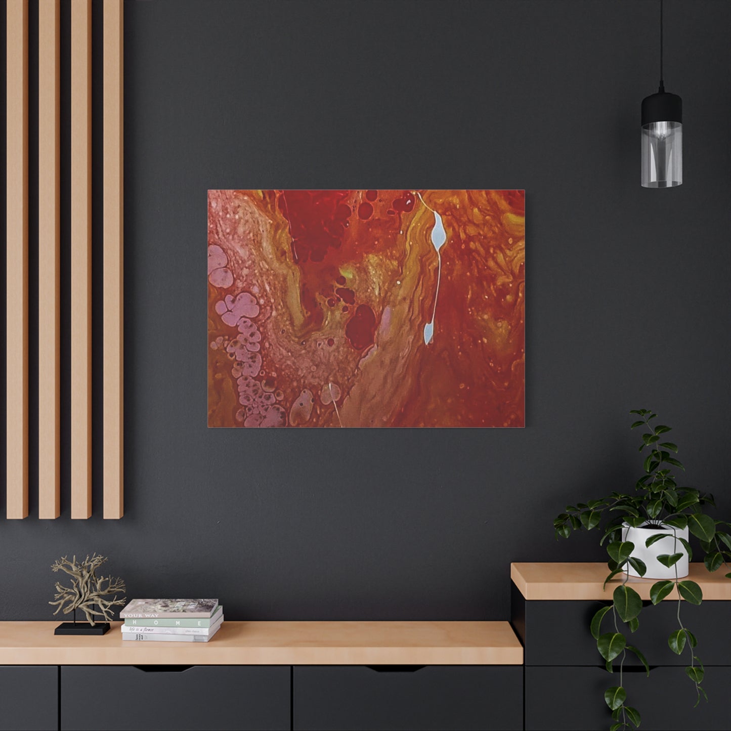 Abstract Red Fluid Art Canvas Print — Matte Stretched Wall Art