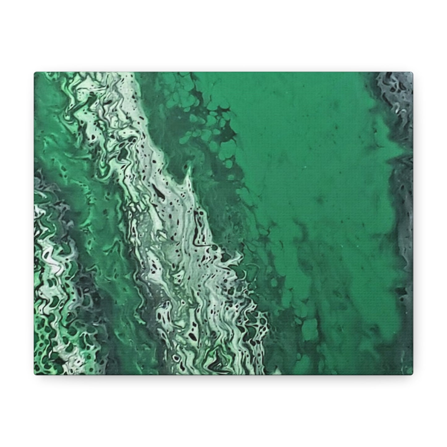 Emerald Wave Abstract Canvas Print — Matte Stretched Wall Art