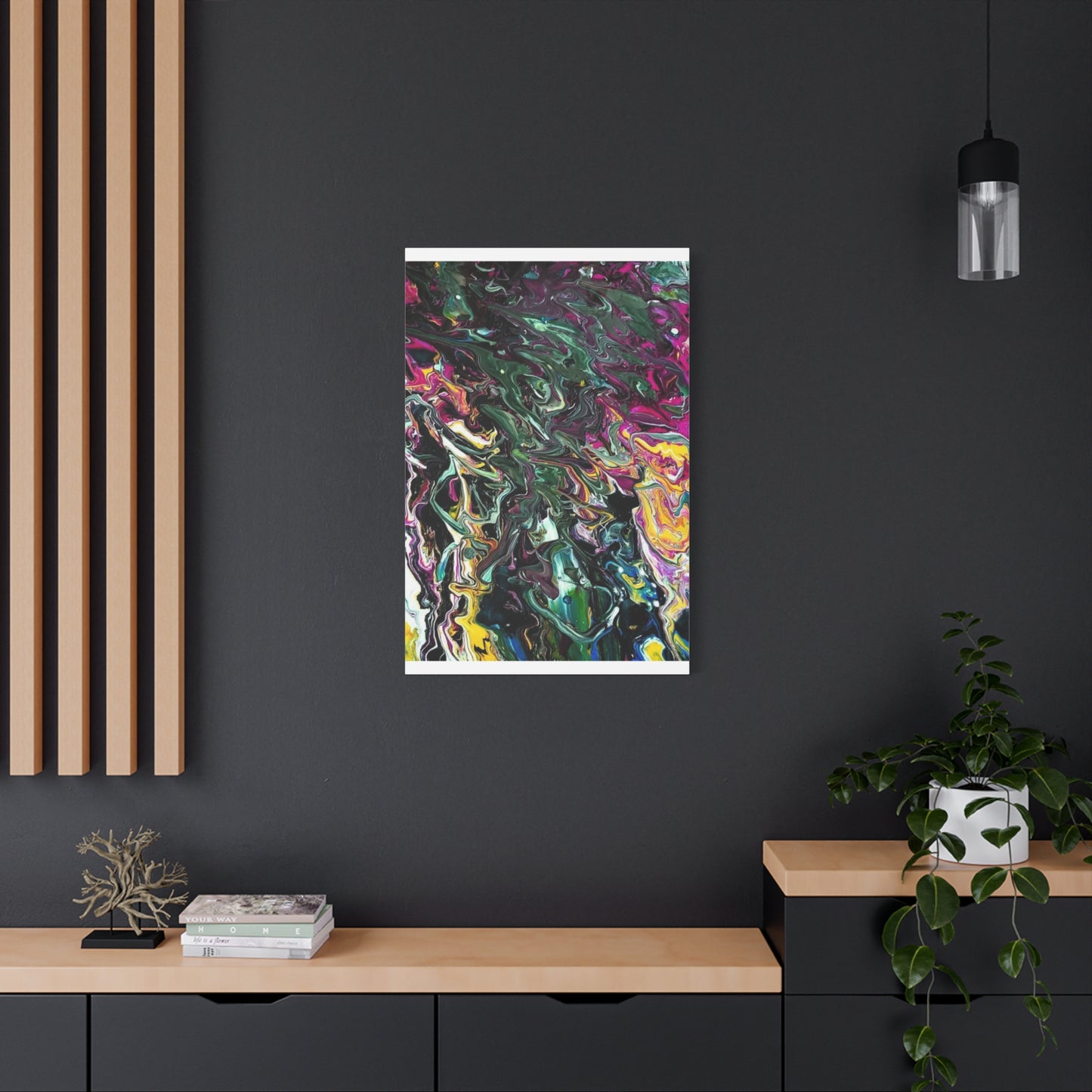 chaos in the garden - Abstract Fluid Art Matte Canvas Print - Colorful Swirl Wall Art
