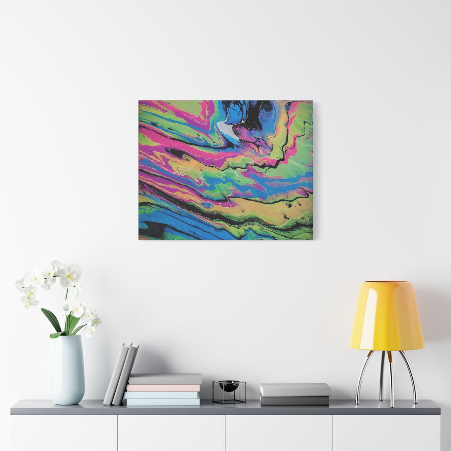 Abstract Neon Fluid Art Canvas Print — Vibrant Psychedelic Wall Decor
