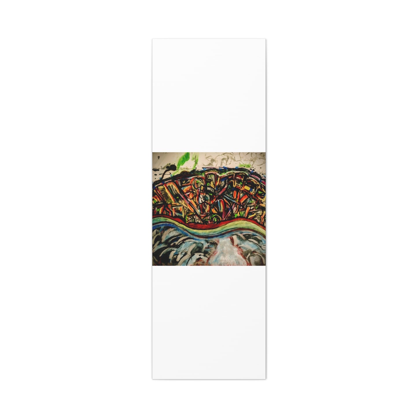 Acrylic_inequalities - Abstract Coastal Cityscape Canvas — Vibrant Ocean Wave Wall Art