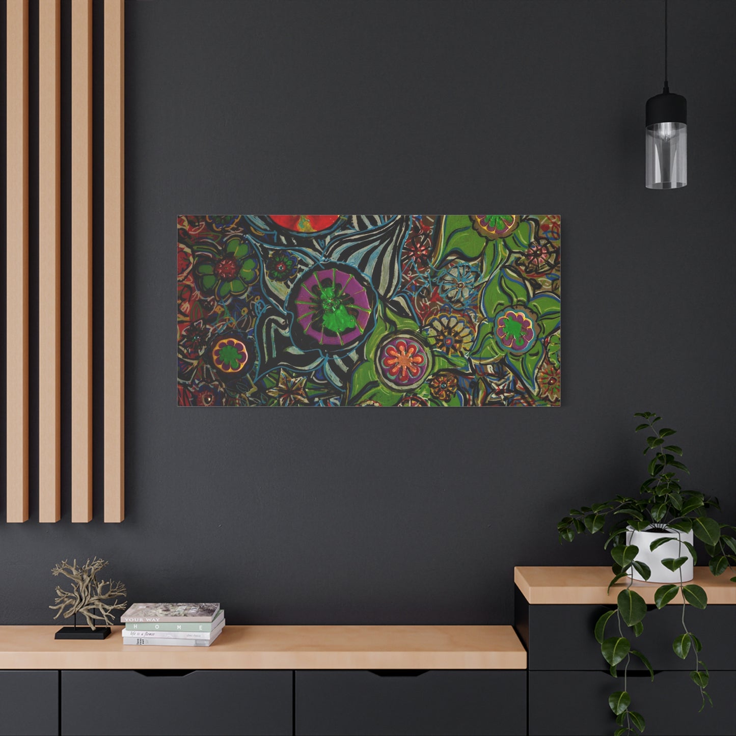 Urban_gardening-03 - Psychedelic Floral Canvas Print — Vibrant Abstract Garden Wall Art