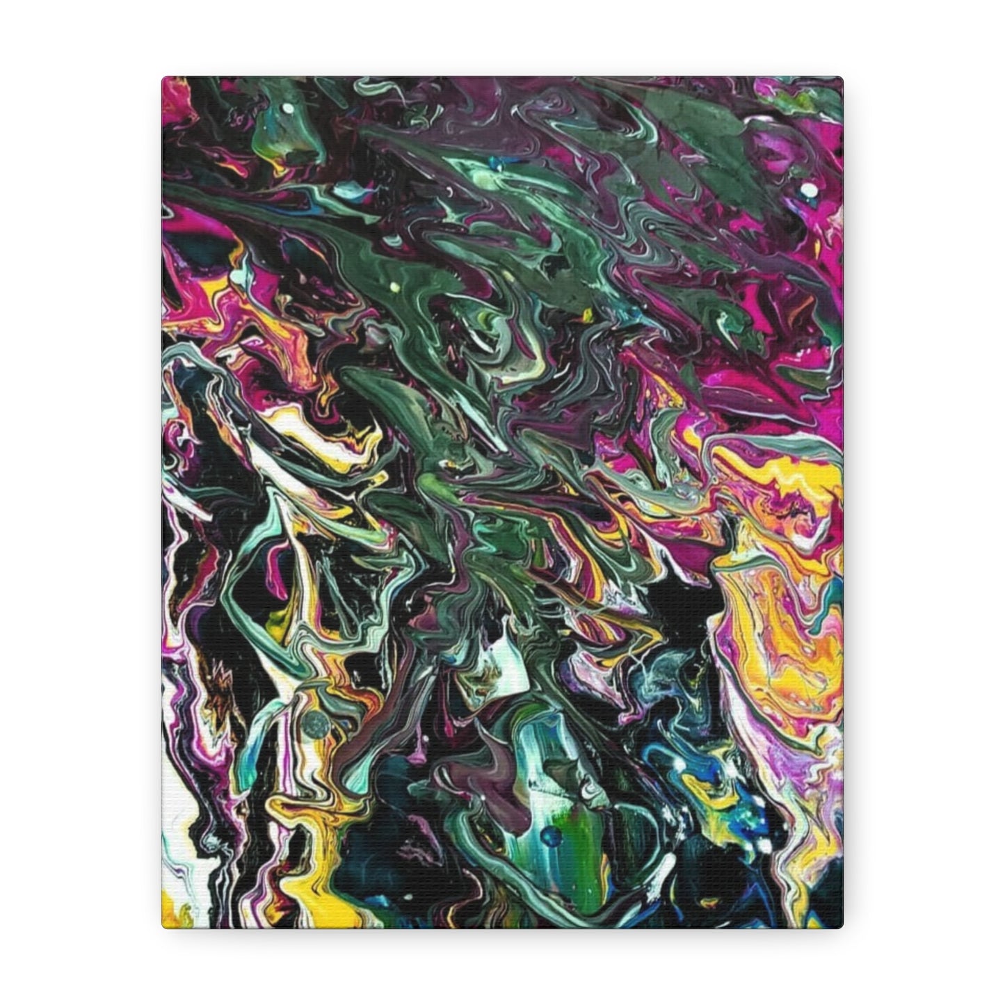 chaos in the garden - Abstract Fluid Art Matte Canvas Print - Colorful Swirl Wall Art