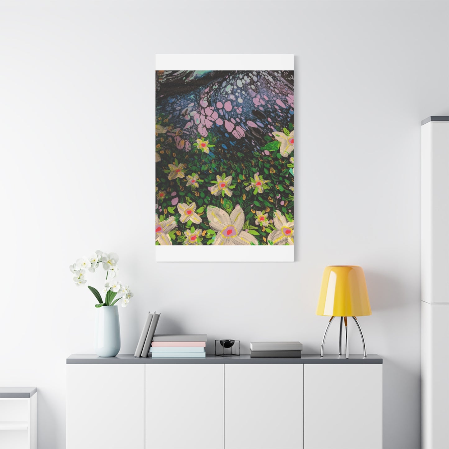 Floetrol&Flowers - Night Pour Garden Matte Canvas Print — Stretched Wall Art