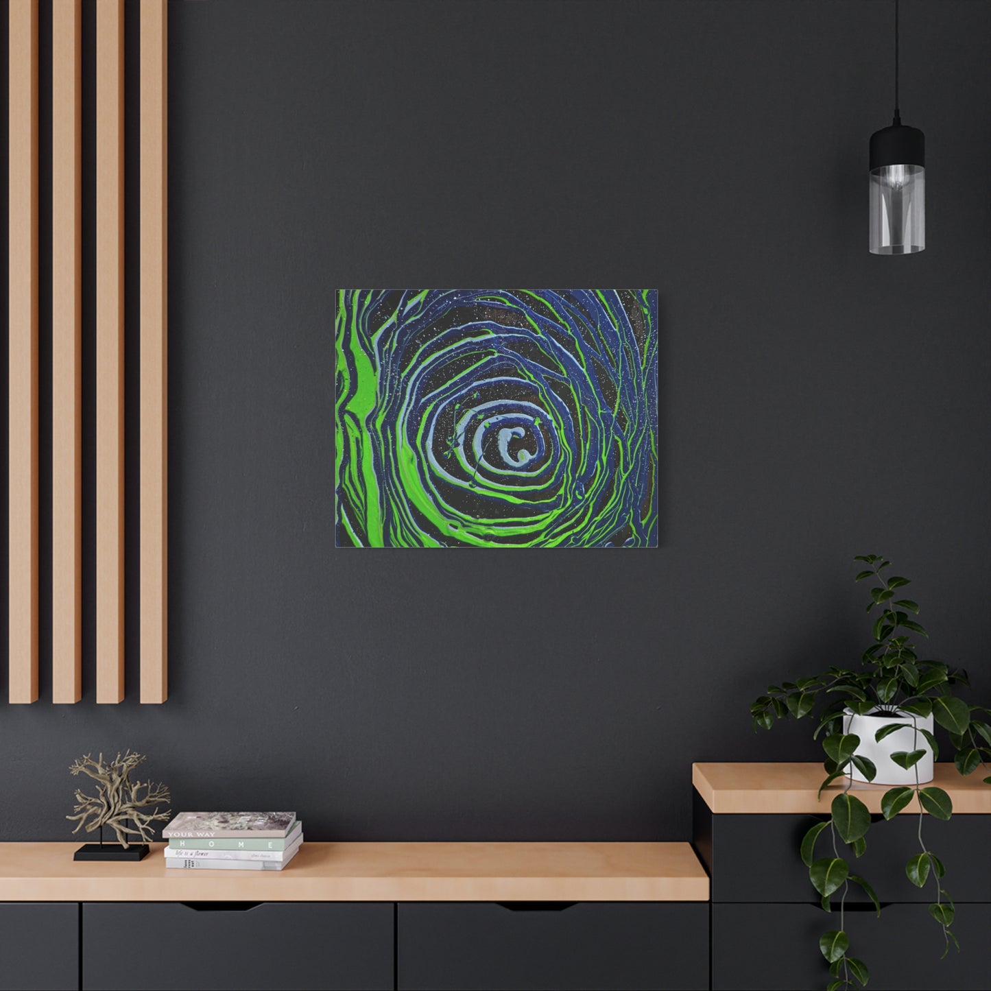Abstract Green Swirl Matte Canvas Art — Stretched 1.25" Wall Décor