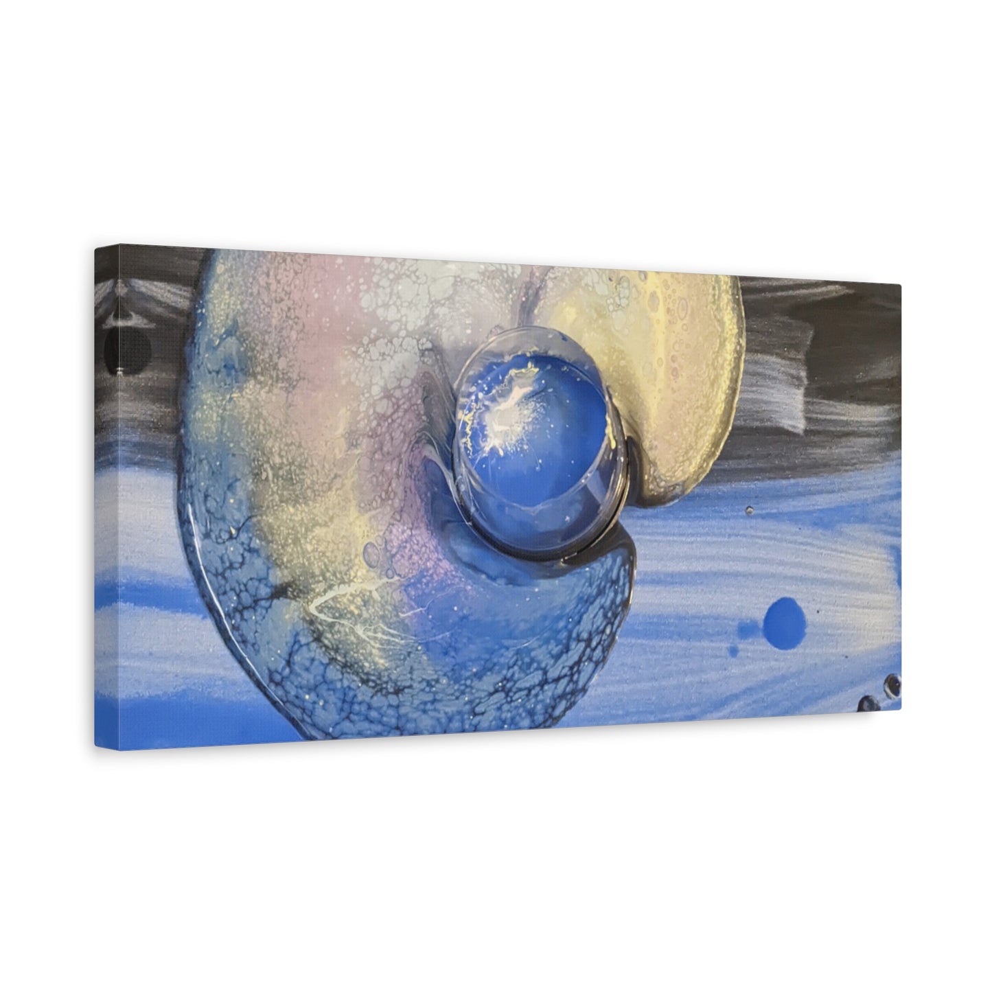 the nautilus - Abstract Blue Spiral Matte Canvas Art - Nautical Coastal Wall Decor