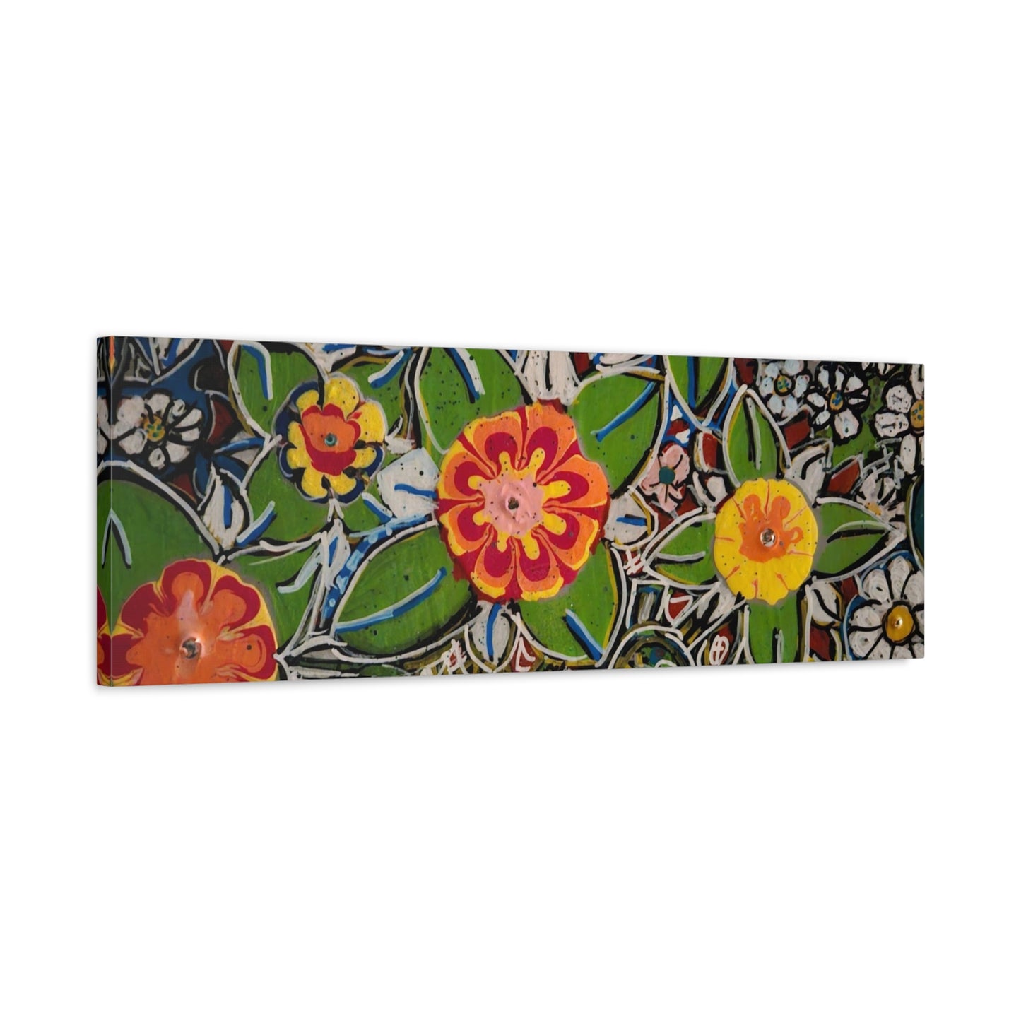 Urban_gardening-04 - Floral Pop Matte Stretched Canvas – Colorful Hand-Painted Garden Wall Art